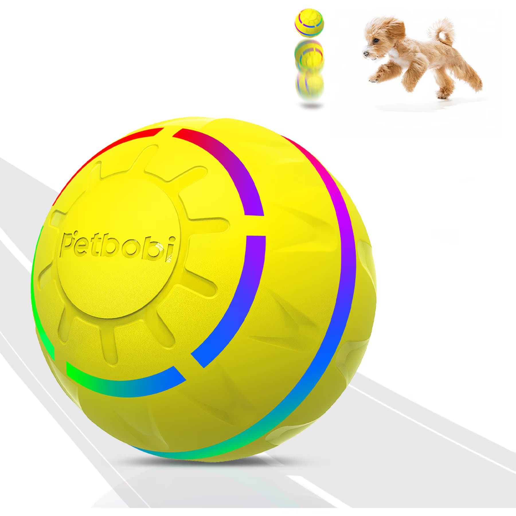 Petbobi Petbobi Interactive Dog Ball Toy, 3.2-in, Yellow