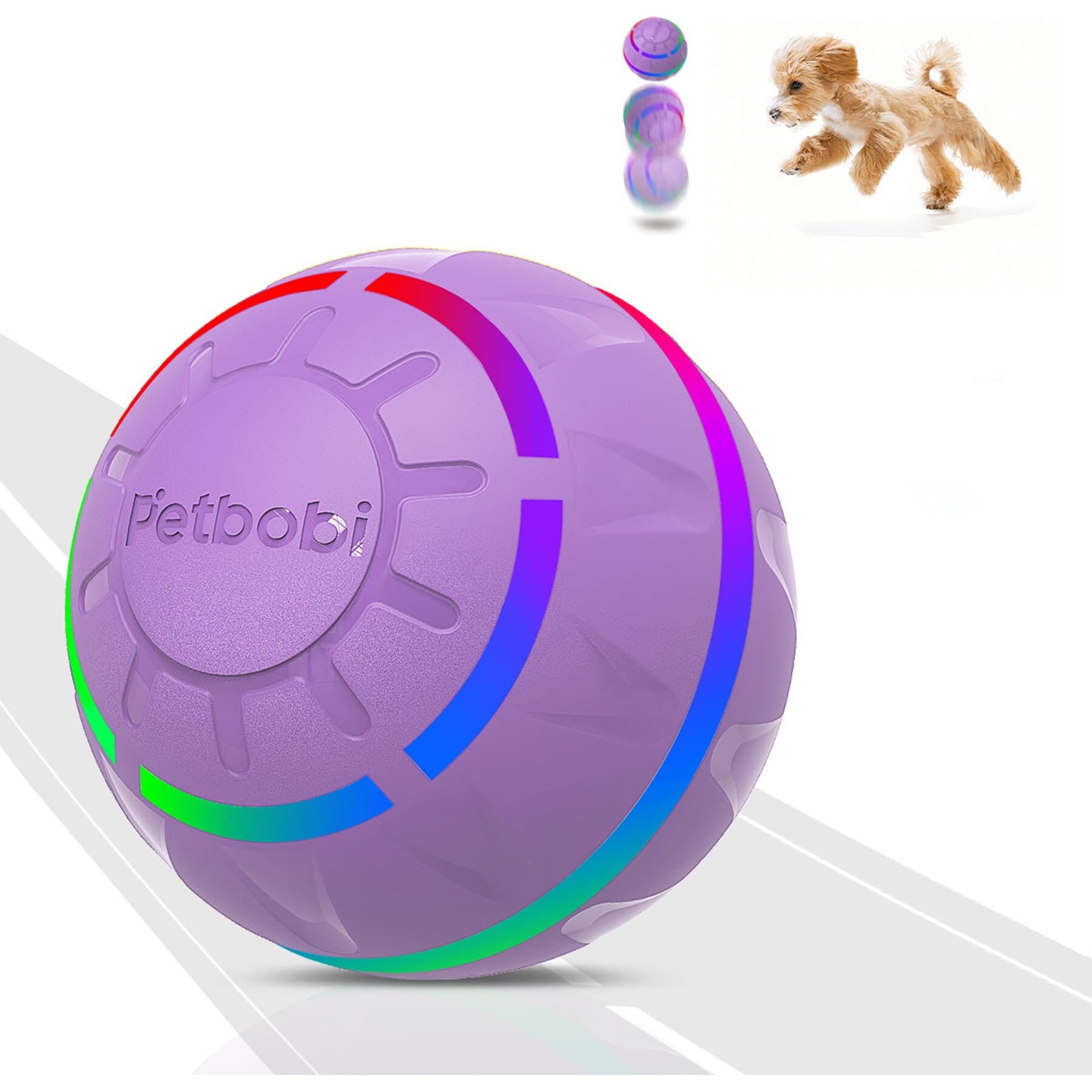 Petbobi Petbobi Interactive Dog Ball Toy, 3.2-in, Purple