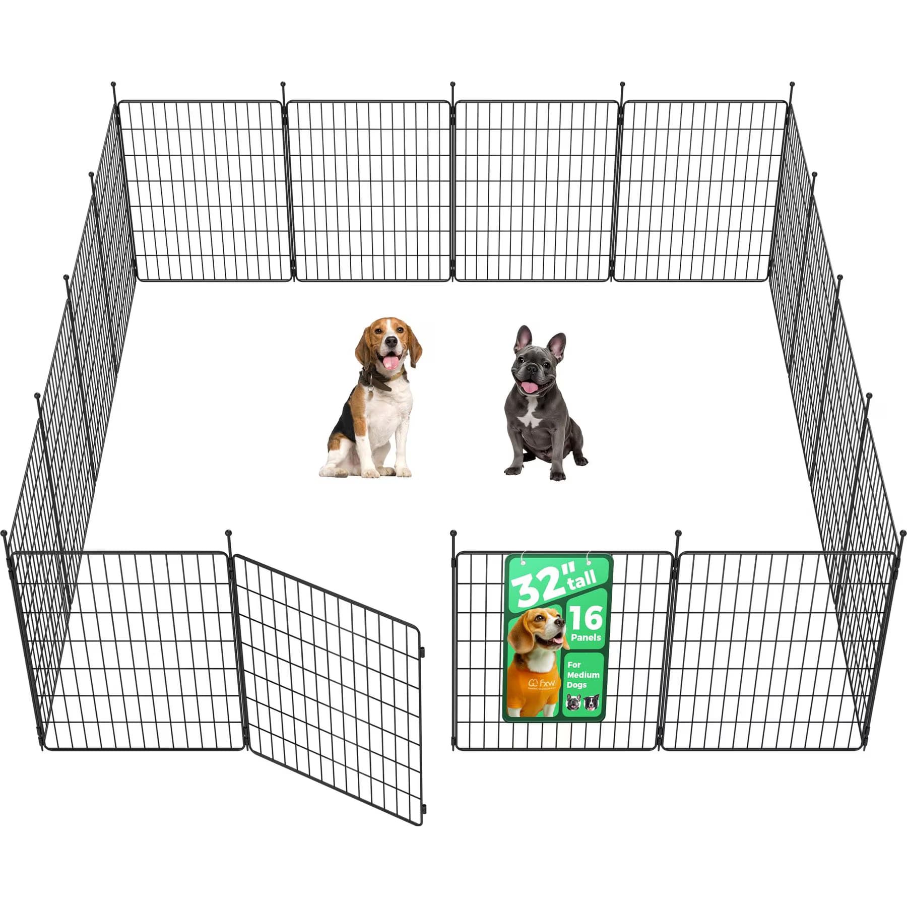 FXW Minipaws Expandable Indoor & Outdoor Dog Playpen, Black, 32-in, 16-panel — view 2