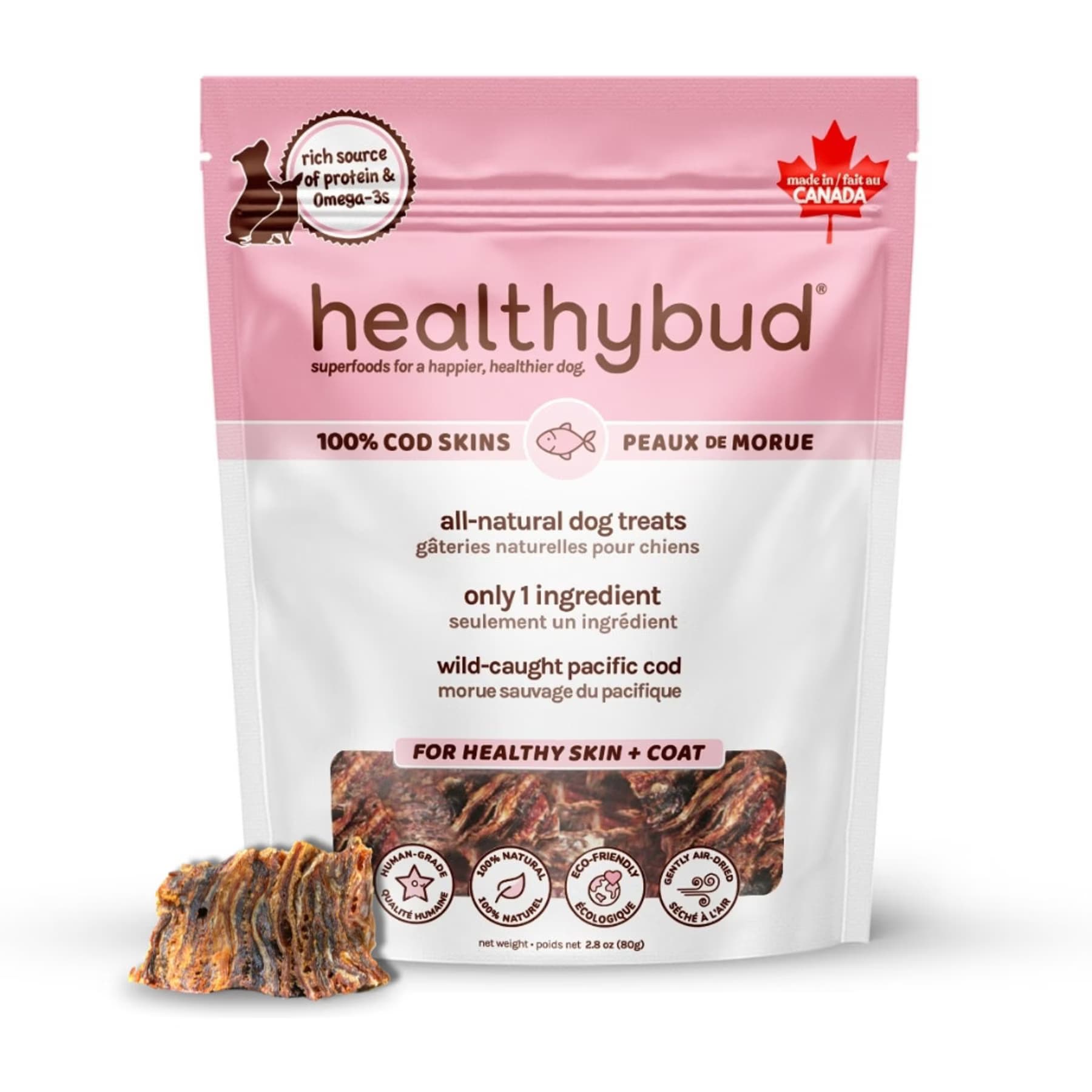 Healthybud Healthybud Cod Skin Crunchy Single-Ingredient Dog & Cat Treats — Cod Skins
