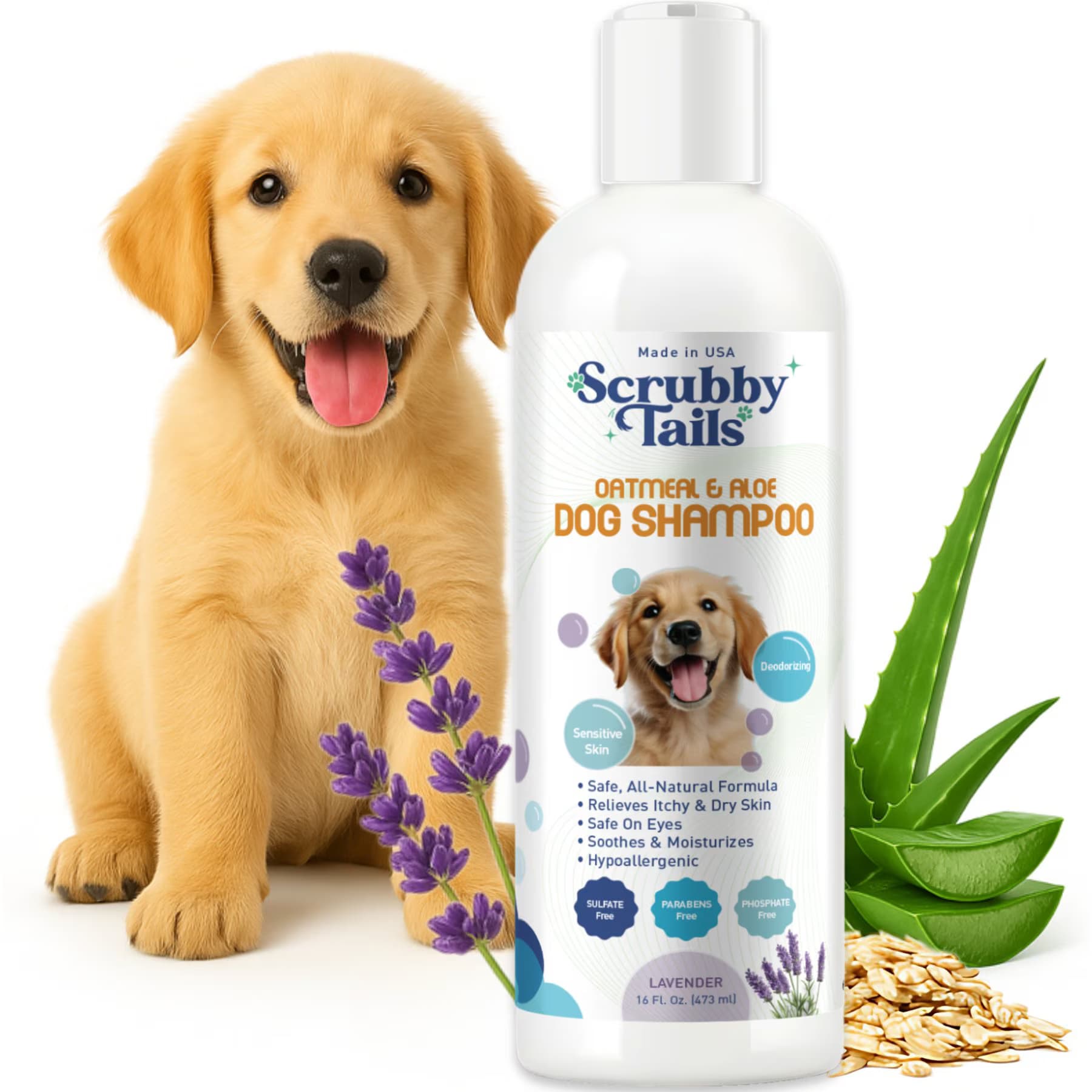 Scrubby Tails Scrubby Tails Natural Oatmeal Lavender Scented Itchy Skin Relief Dog Shampoo, 16-fl oz bottle