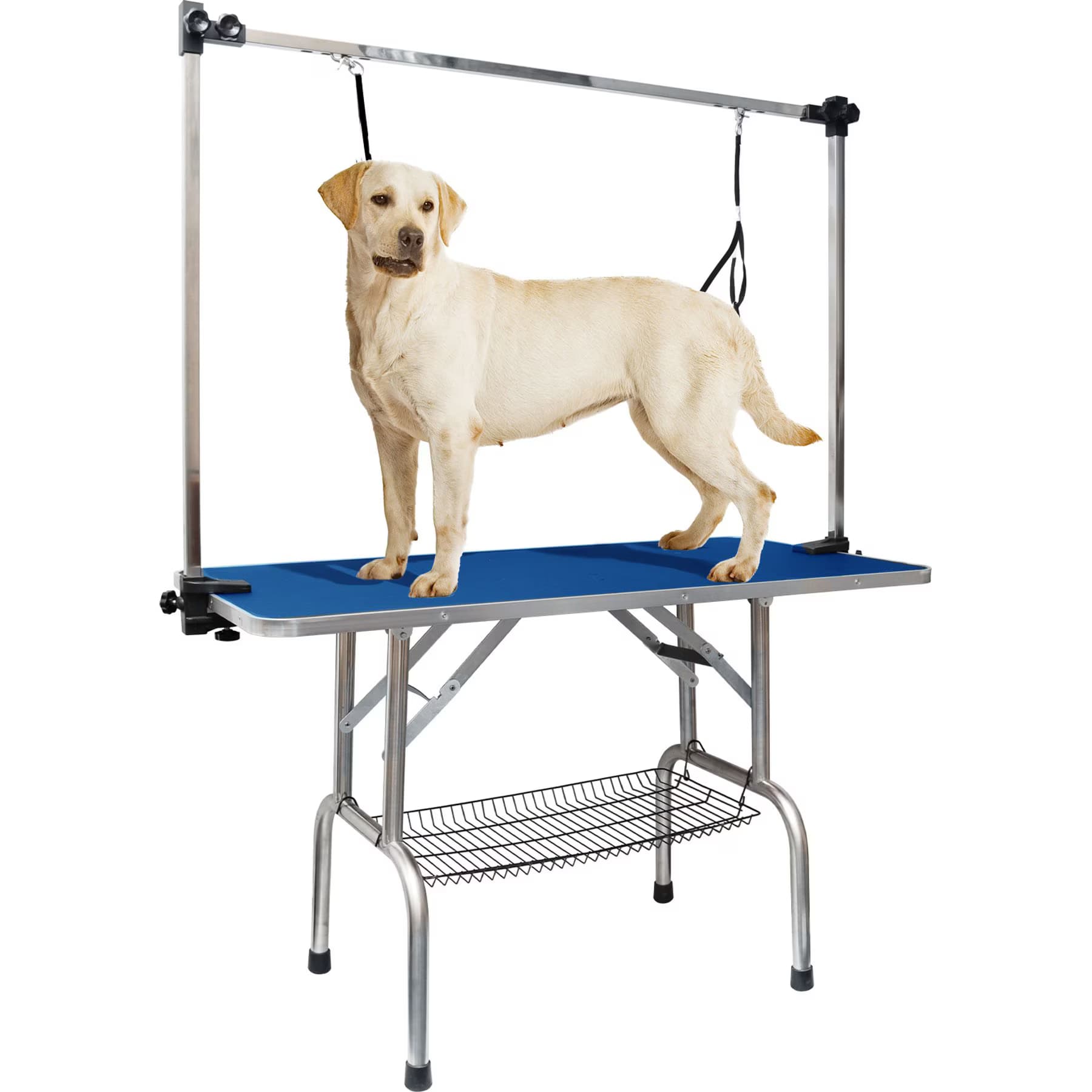 LovMor LovMor Foldable Dog & Cat Bath Grooming Table with Adjustable Height Arm, Blue, 46-in