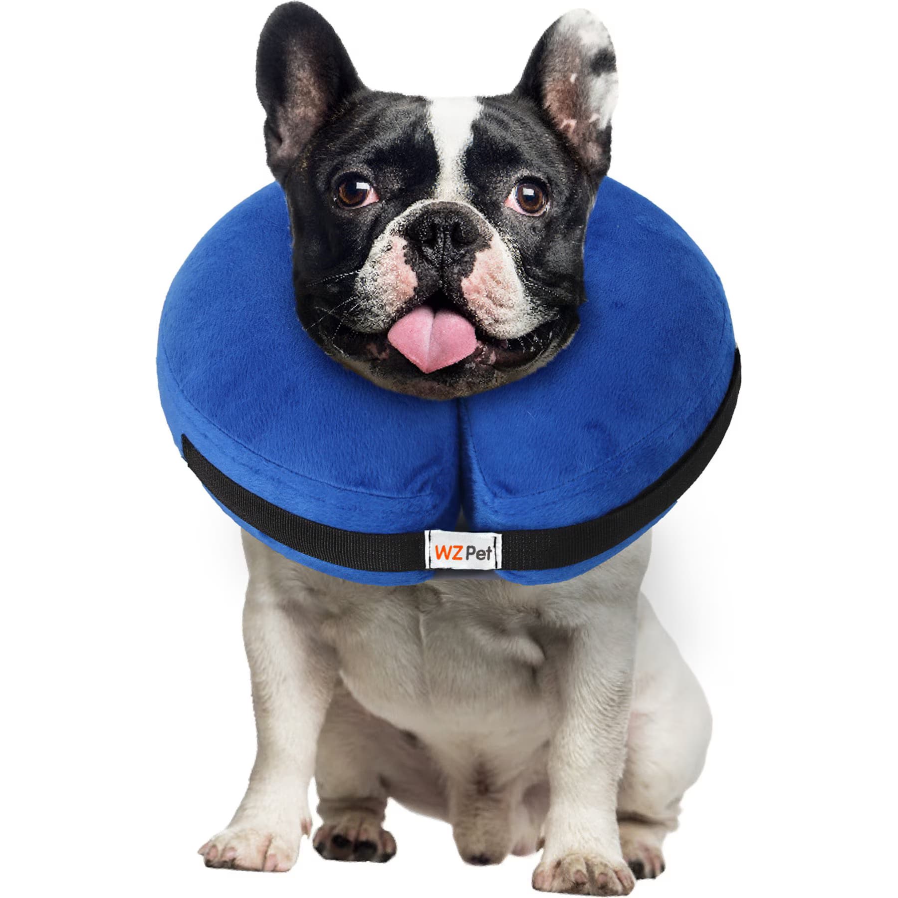 WZ PET WZ PET Soft Plush Dog & Cat Inflatable Recovery Cone E-Collar, Blue, X-Large