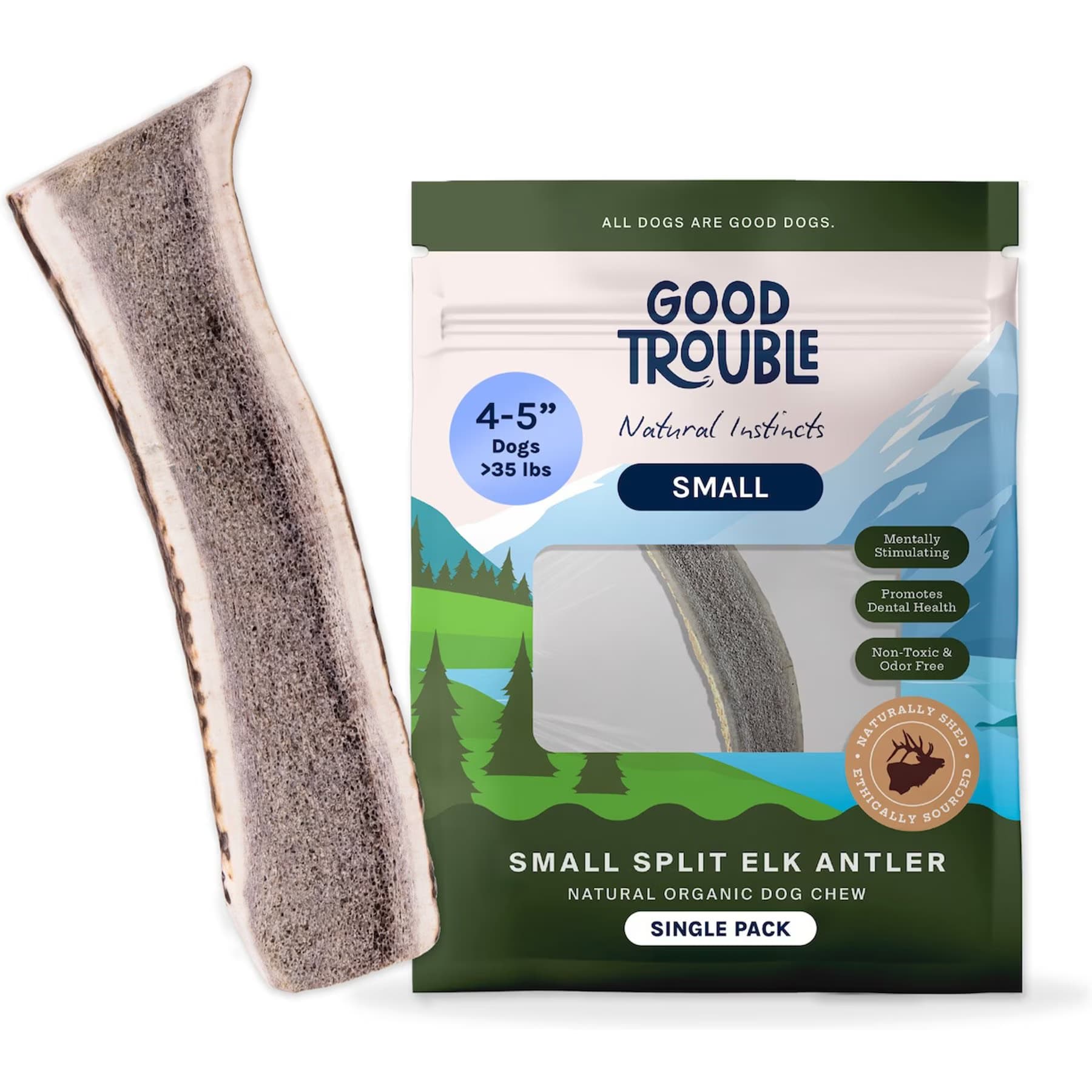 Good Trouble Good Trouble Elk Antler Split Dog Treat, Small