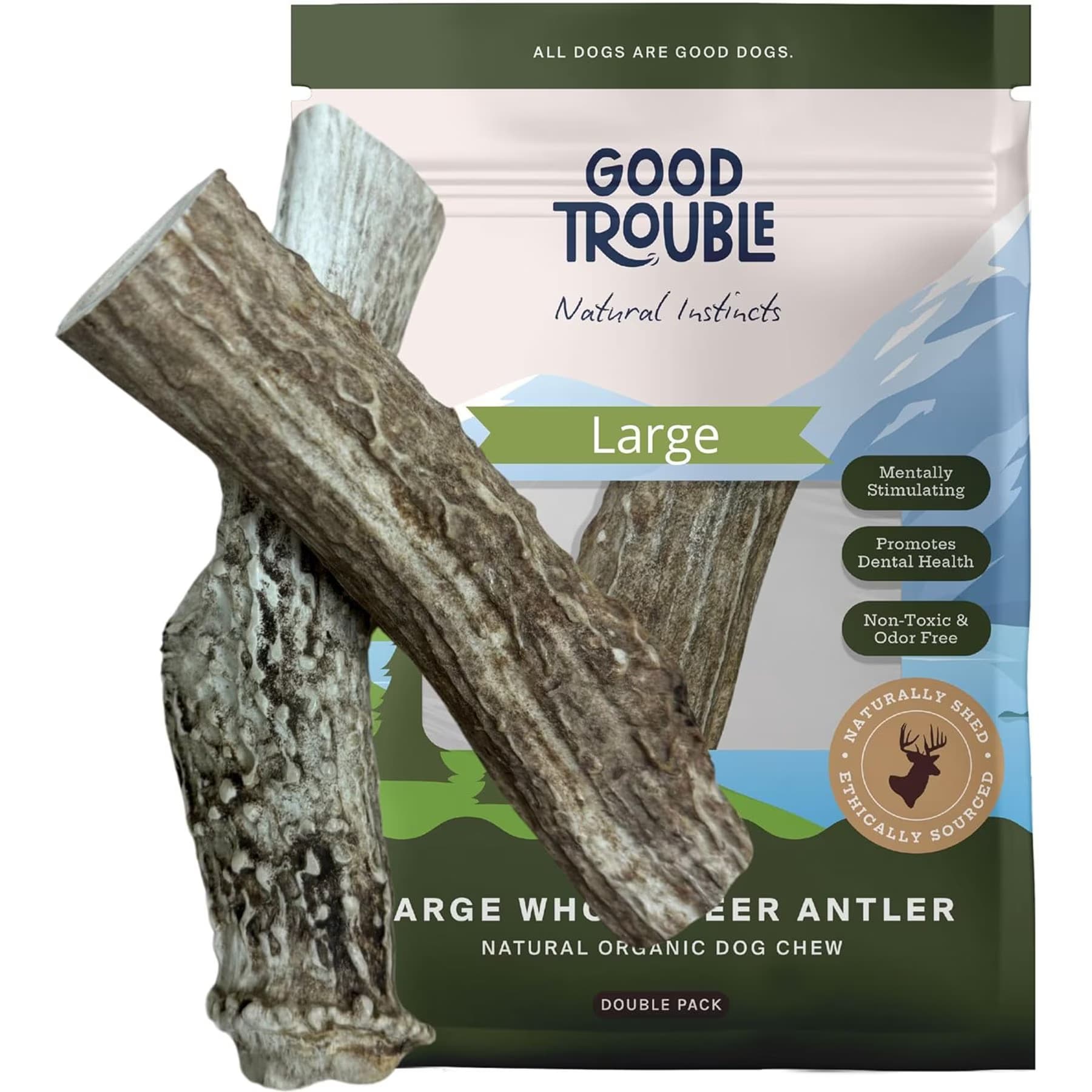 Good Trouble Good Trouble Deer Antler Whole Dog Treats, Large — Deer Antler – Large Whole 2 Ct