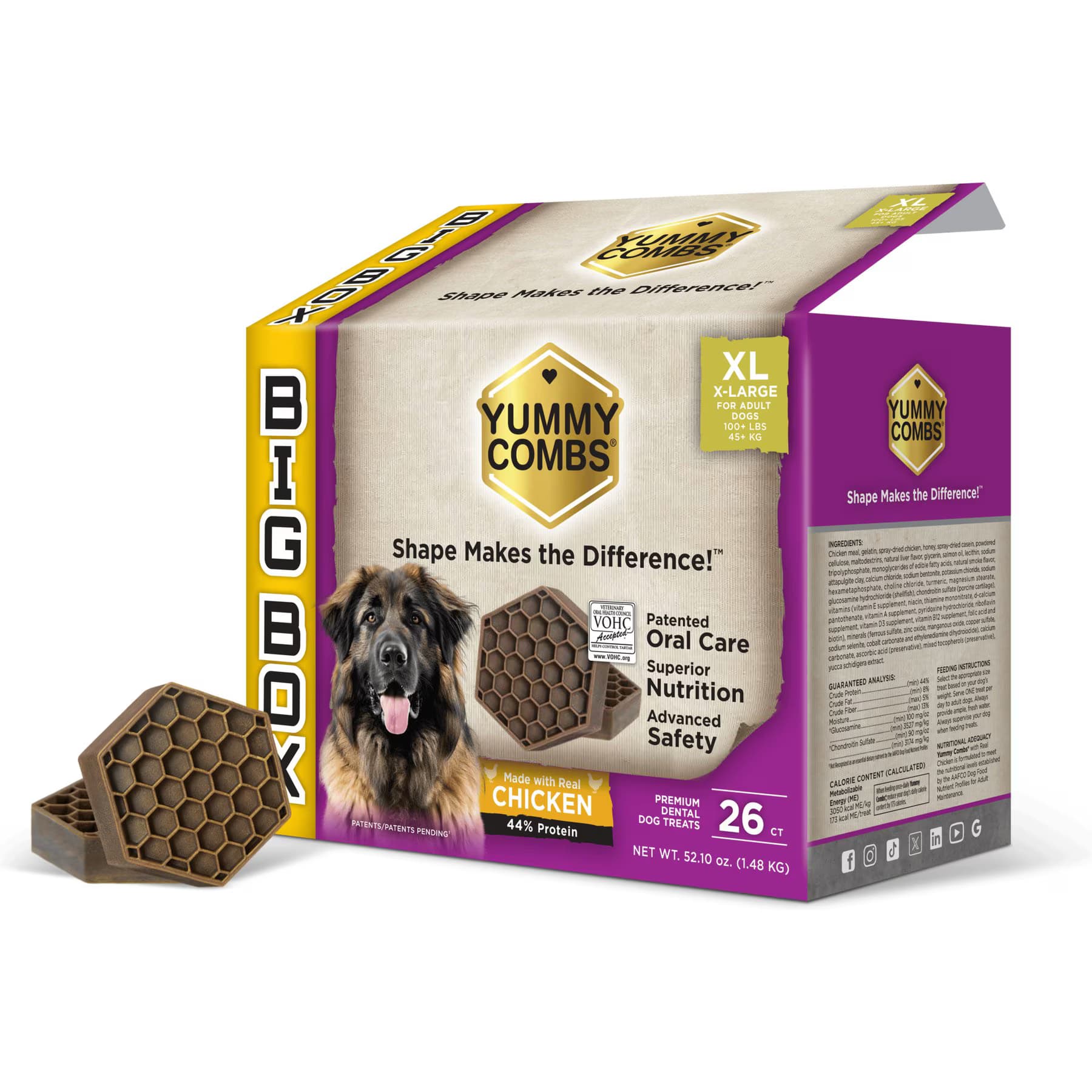 Yummy Combs Yummy Combs Big Box Carton X-Large Chicken Adult Dental Dog Treats
