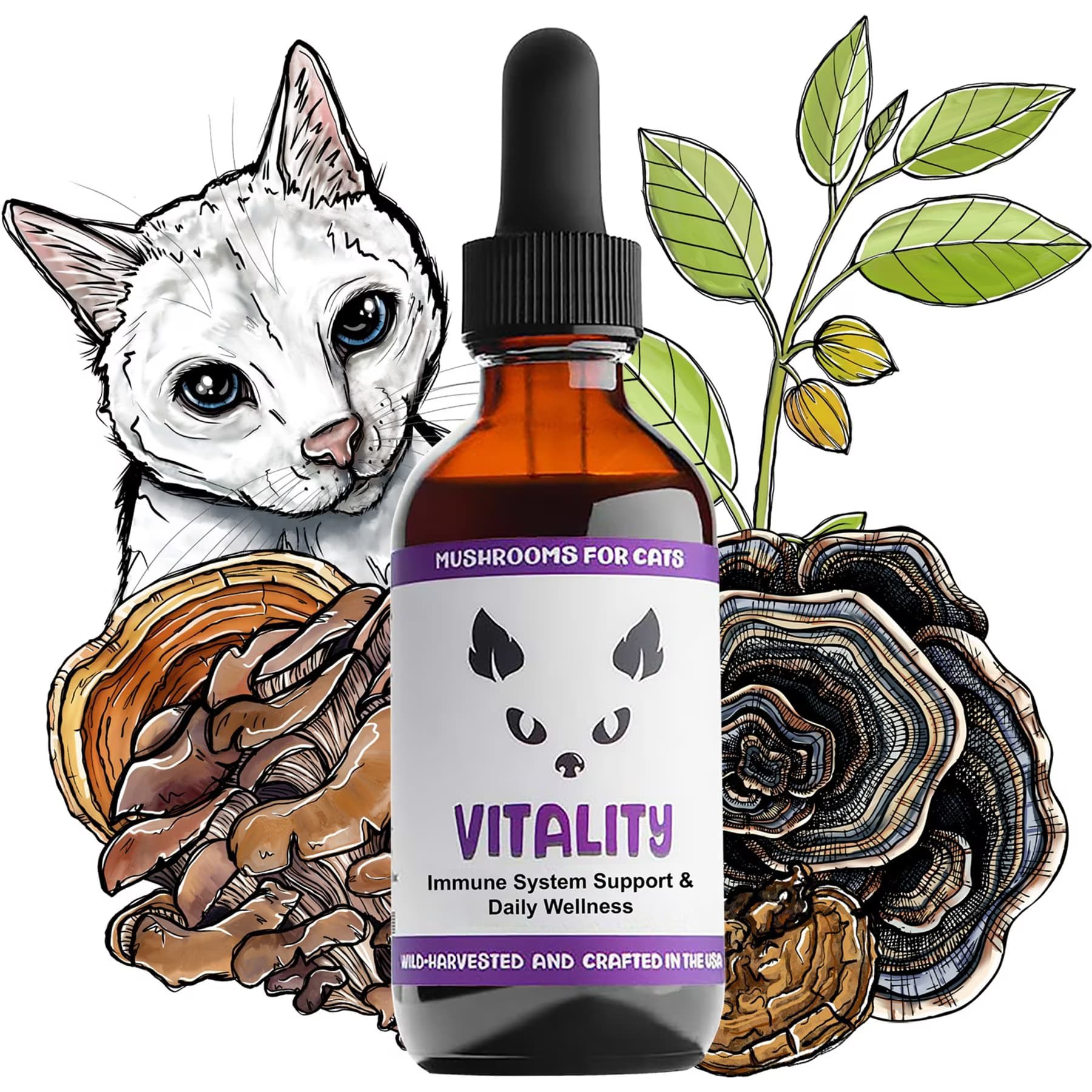 MycoCat MycoCat Turkey Tail & Mushroom Blend Immune Support Supplement for Cats, 2-fl oz bottle