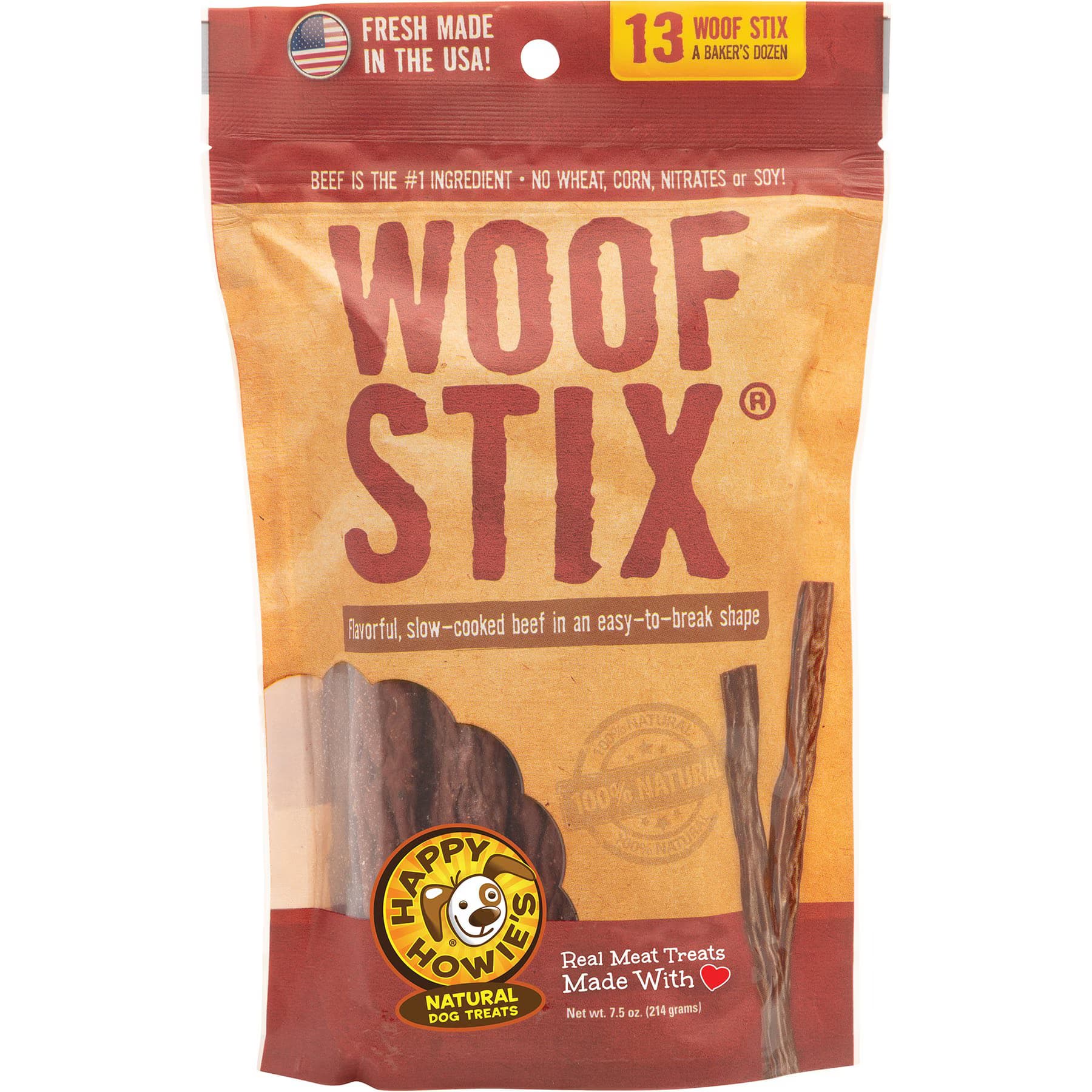 Happy Howie's Happy Howie’s Baker’s Dozen 6-in Beef Woof Stix Dog Treats — Beef Stix
