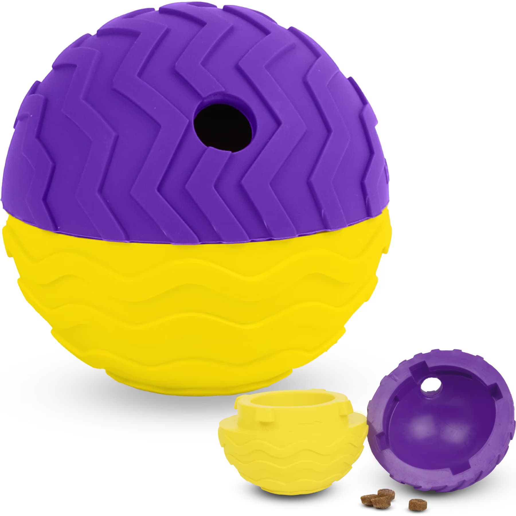 Brightkins Brightkins Texture Ball Tough & Tumble Treat Dispensing Dog Toy, Multi Color, 8.19 x 6.3 x 4.13-in