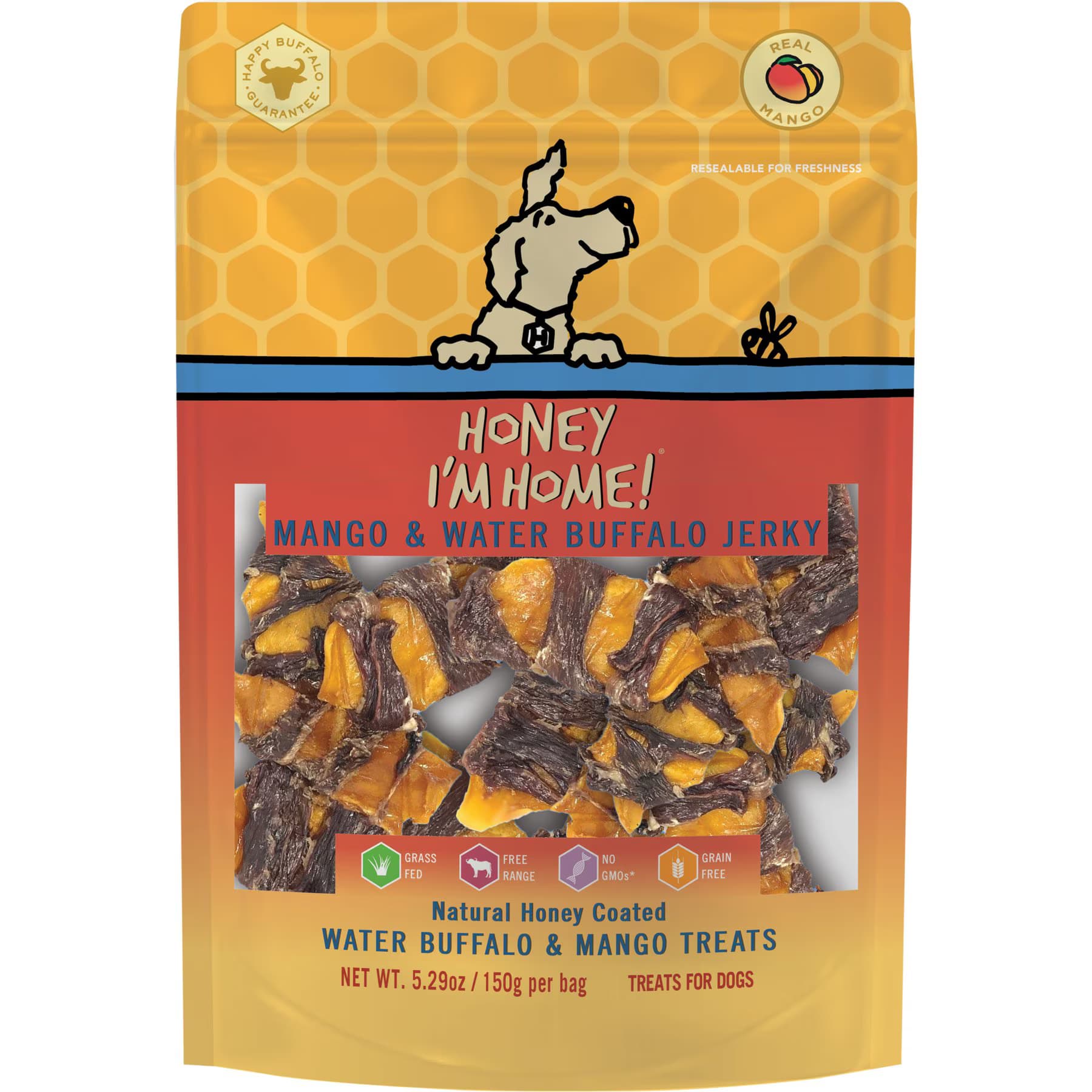 Honey I'm Home Honey I’m Home! Mango Jerky Natural Honey Coated Buffalo & Mango Grain-Free Dog Treats