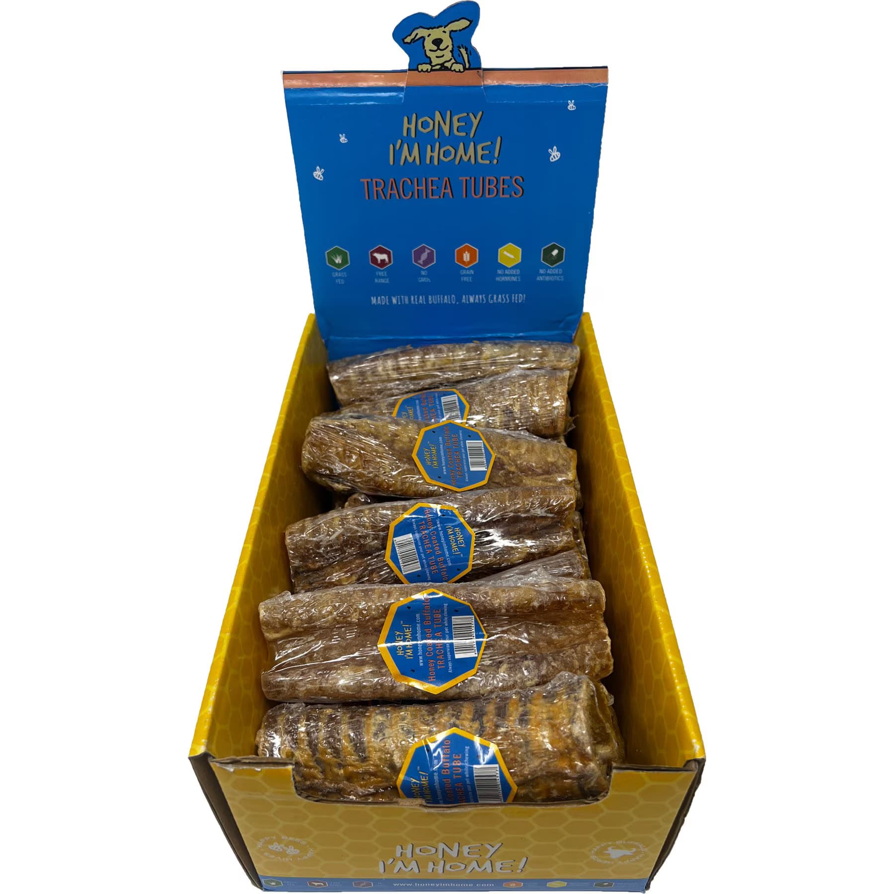 Honey I'm Home Honey I’m Home! Trachea Tubes Natural Honey Coated Buffalo Chews Grain-Free Dog Treats
