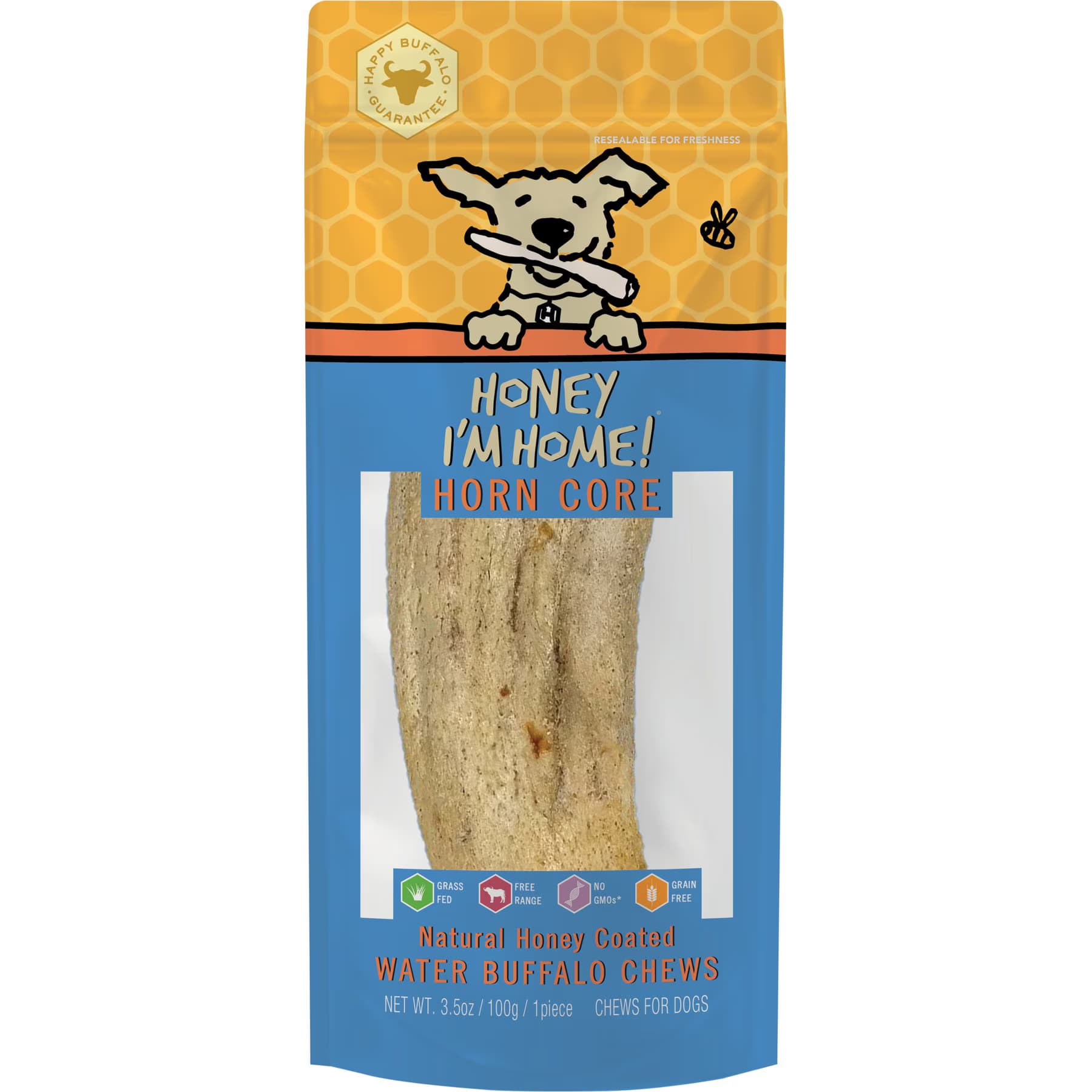 Honey I'm Home! Horn Core Natural Honey Coated Buffalo Chews Grain-Free Dog Treats — view 2