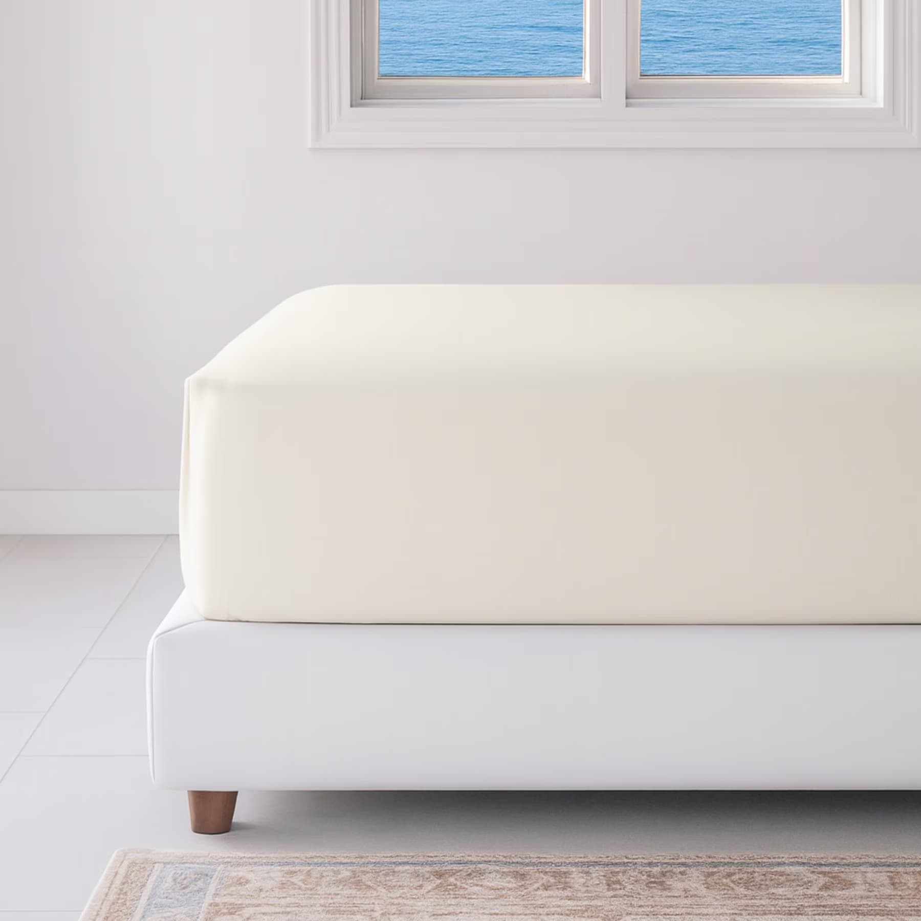 BedVoyage BedVoyage 100% Viscose from Bamboo Cooling & Lightweight Fitted Sheet, Ivory, Queen