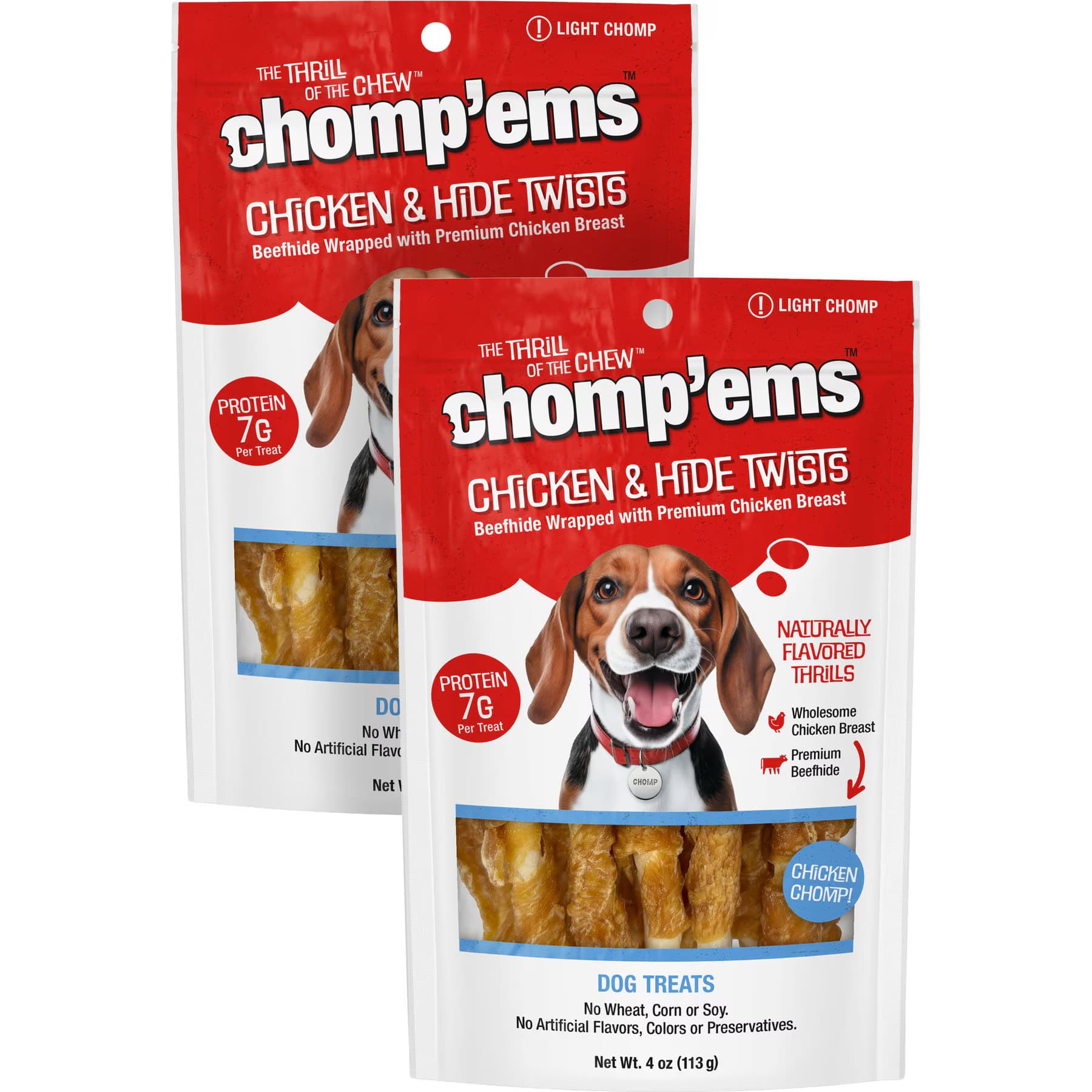 Chomp'ems Chomp’ems Chicken Hide Twists Jerky Dog Treats