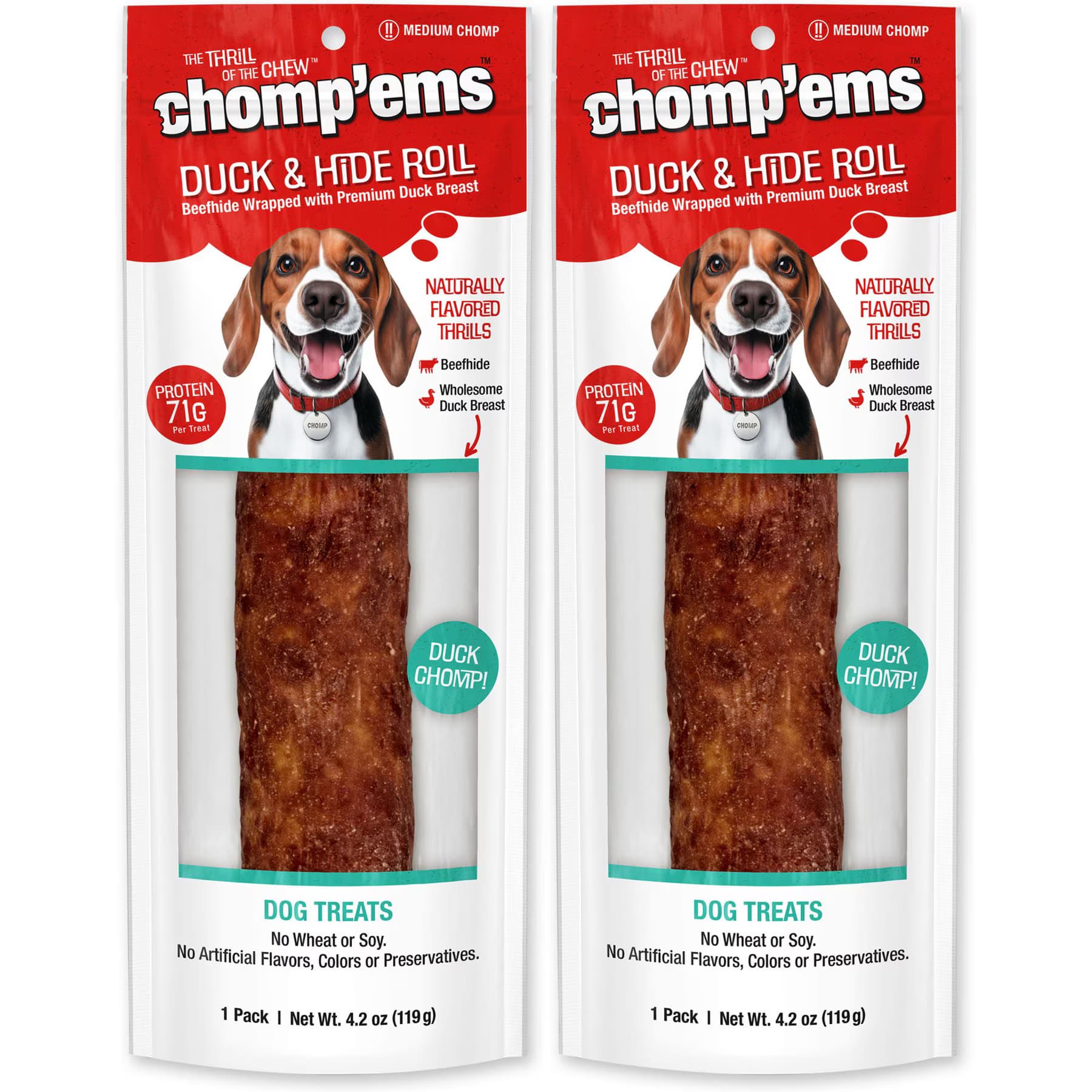 Chomp'ems Chomp’ems Premium Beefhide Stick Duck Dog Treats