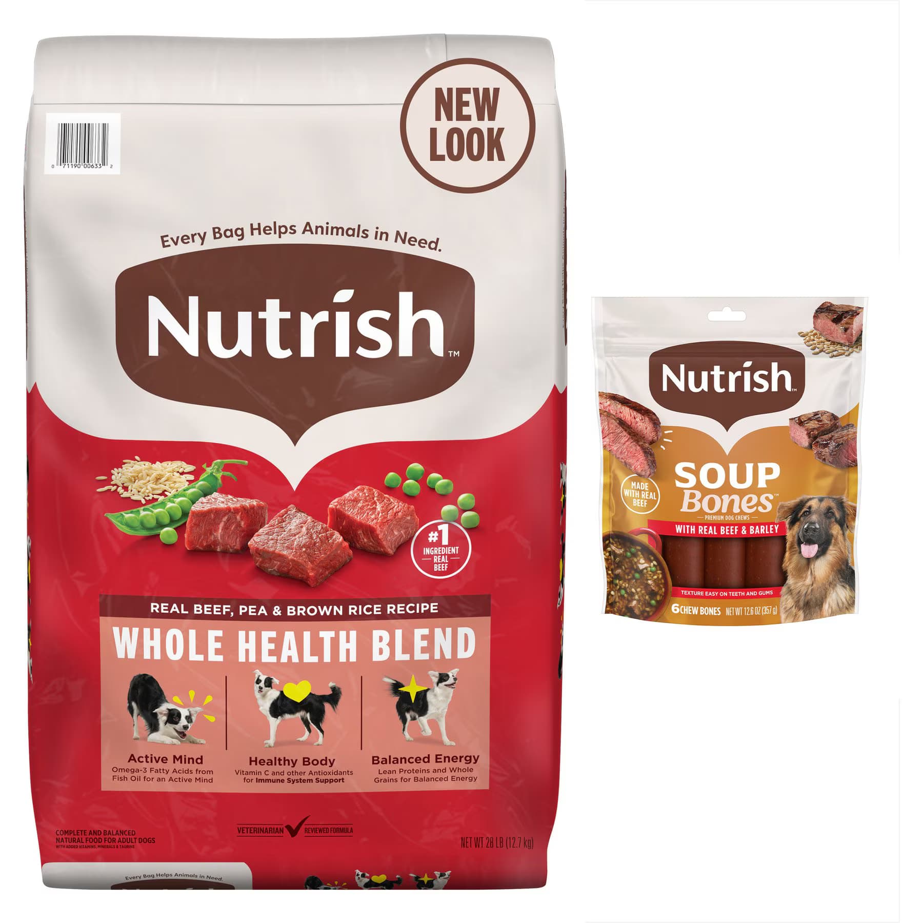 Rachael Ray Nutrish Rachael Ray Nutrish Real Beef, Pea, & Brown Rice Recipe Dry Food + Soup Bones Beef & Barley Flavor Dog Treats