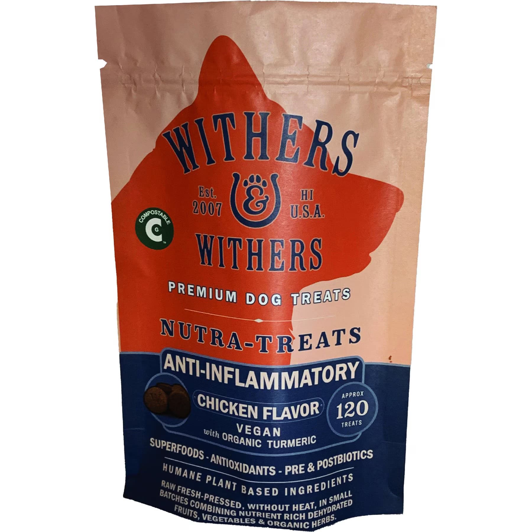 Withers & Withers Withers & Withers Plant-Based Formula, Vegan Roast Chicken with Organic Turmeric Dog Chews