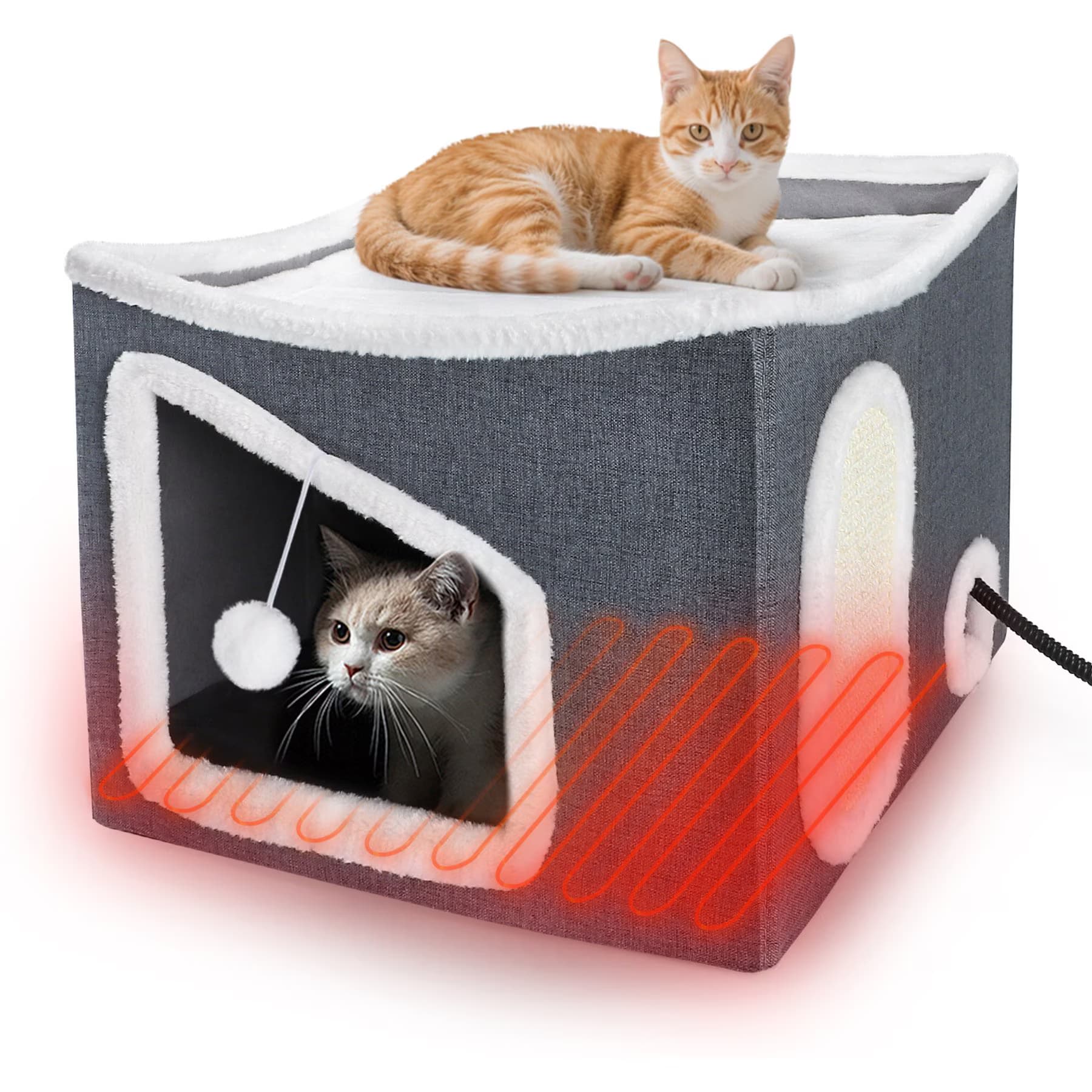 Invenho Invenho Indoor Heated Cat House, Grey, Medium