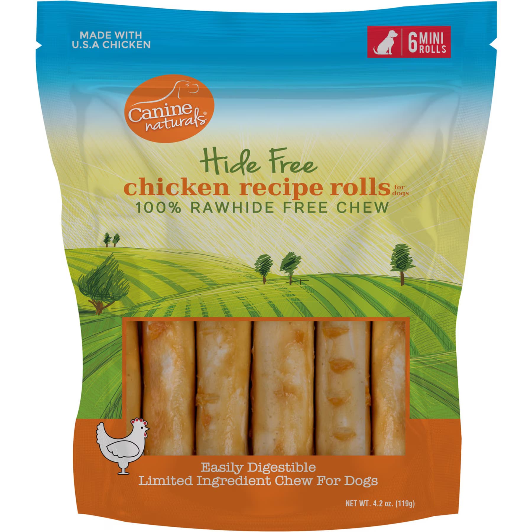 Canine Naturals Canine Naturals Hide Free Chicken Recipe Small Rolls Dog Treat