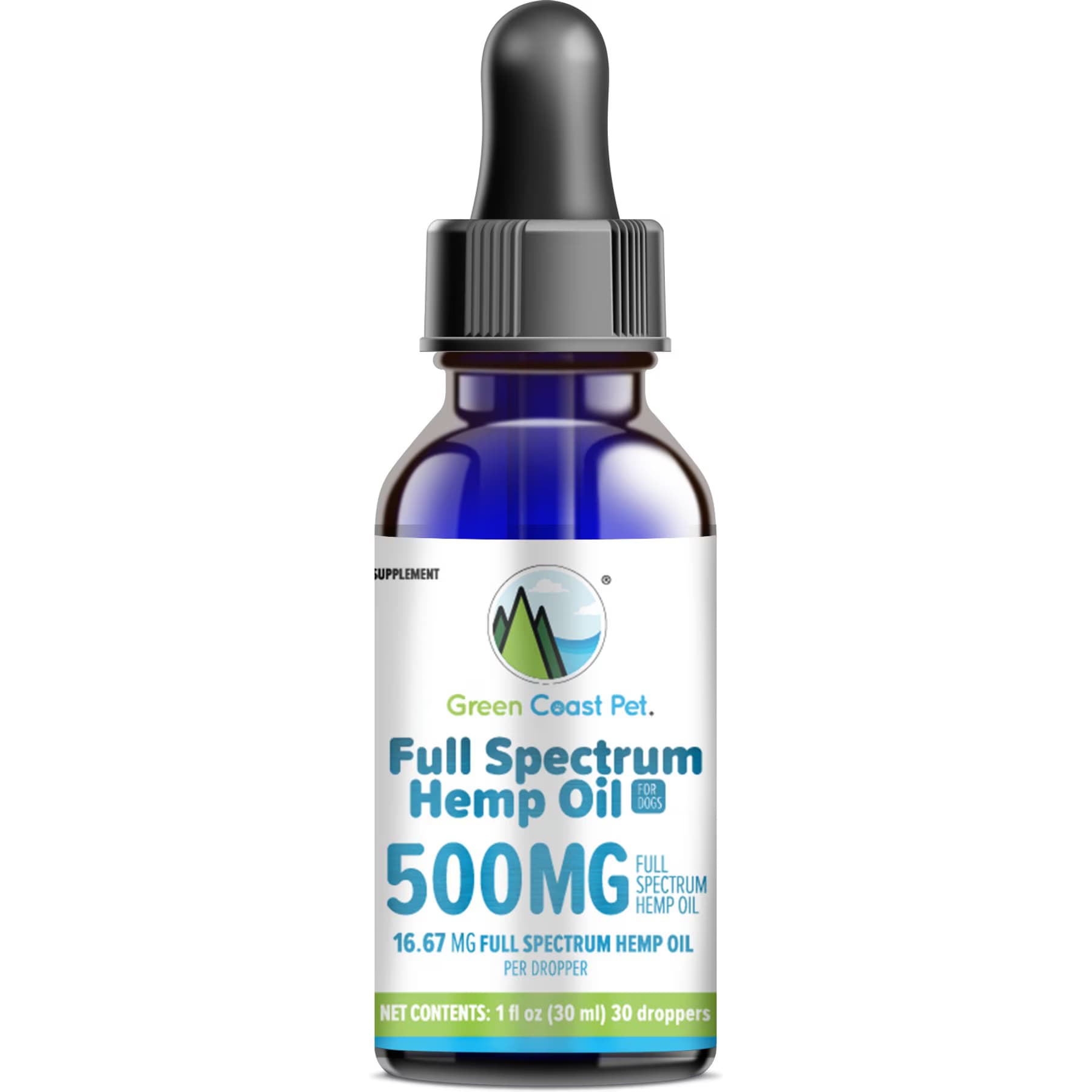 Green Coast Pet Green Coast Pet Full Spectrum Hemp Oil Liquid Calming Supplement for Dogs, 500 mg, 1-fl oz bottle