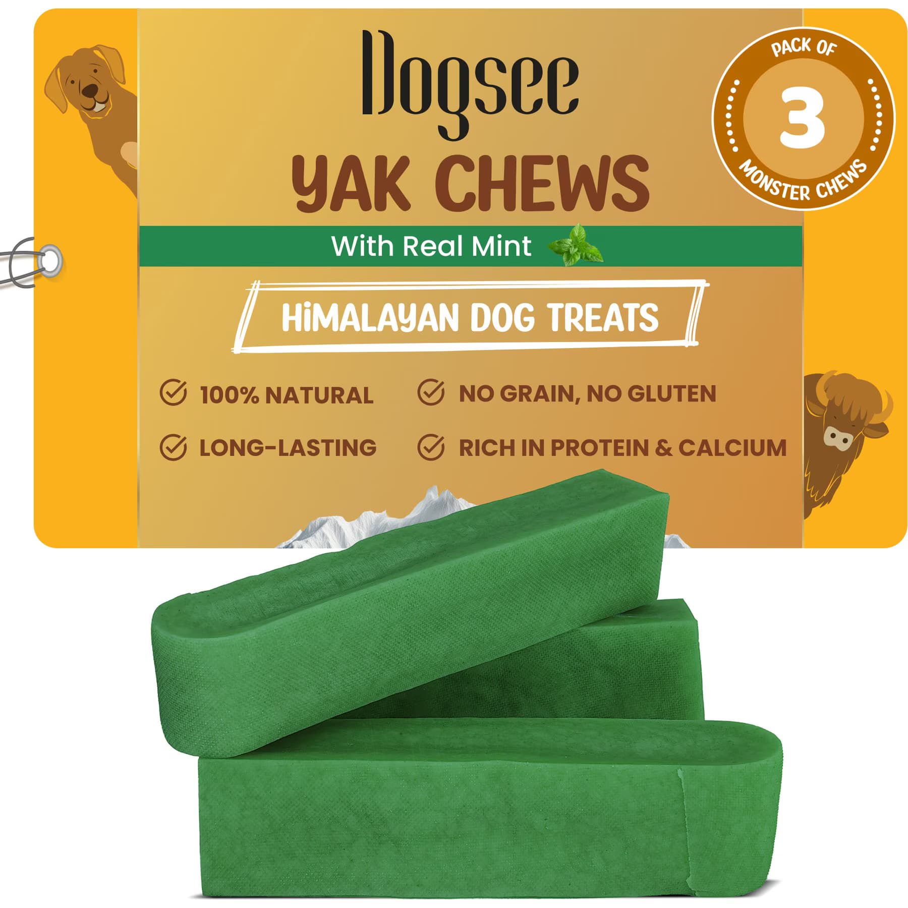 Dogsee Dogsee Himalayan Yak Cheese X-Large Mint Flavor Natural Dog Chews — X-Large – Mint