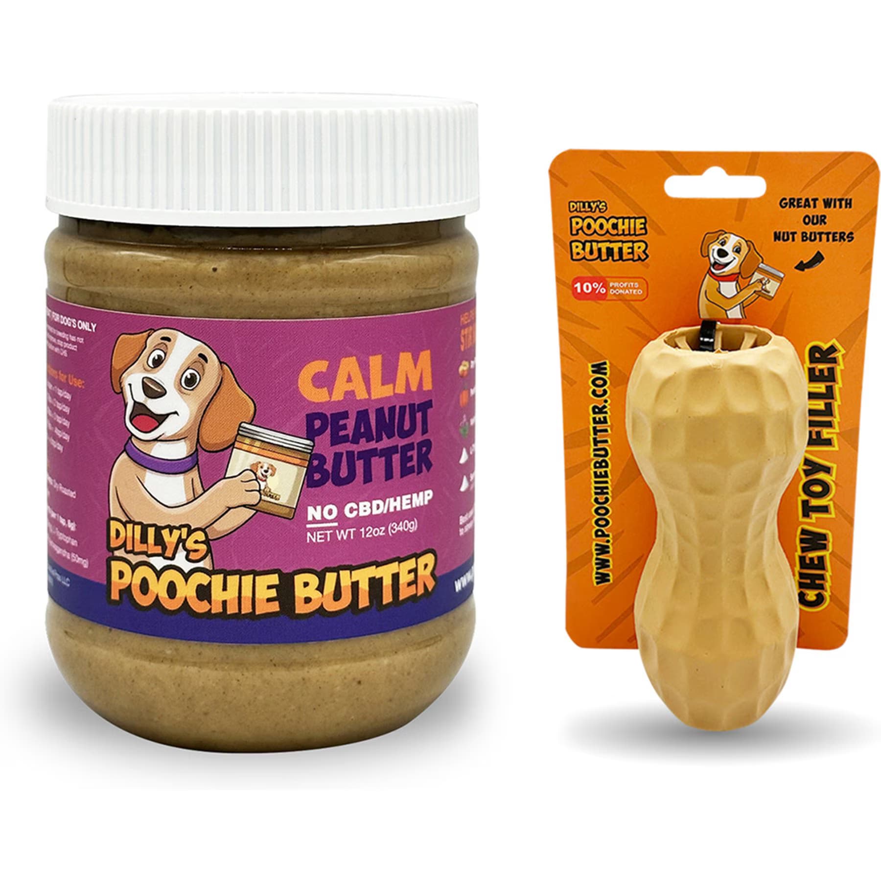 Poochie Butter Poochie Butter Peanut Butter Calm Lickable Dog Treat with Toy Filler, 12-oz jar, Medium