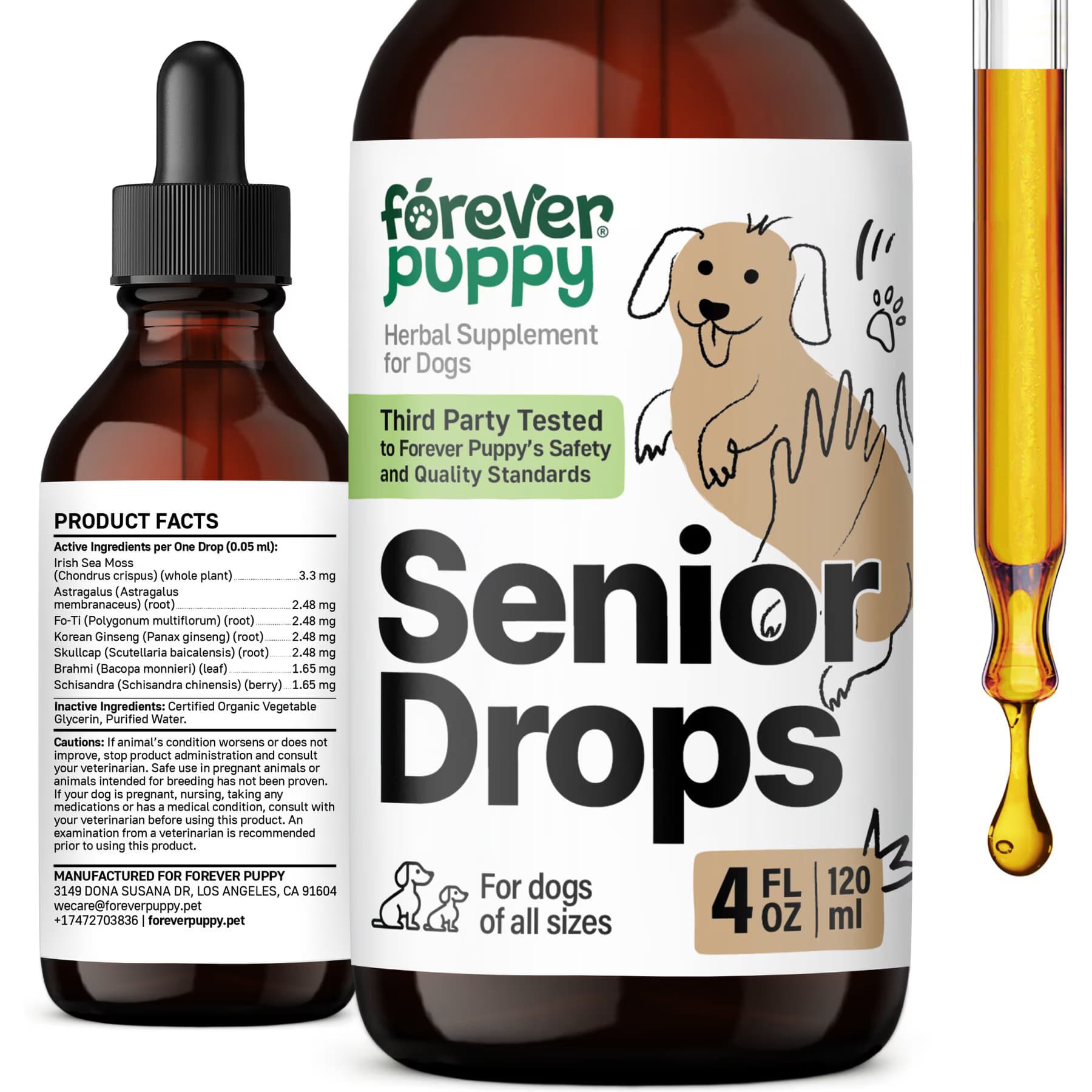 Forever Puppy Forever Puppy Senior Drops Liquid Supplement for Dogs, 4-fl oz bottle