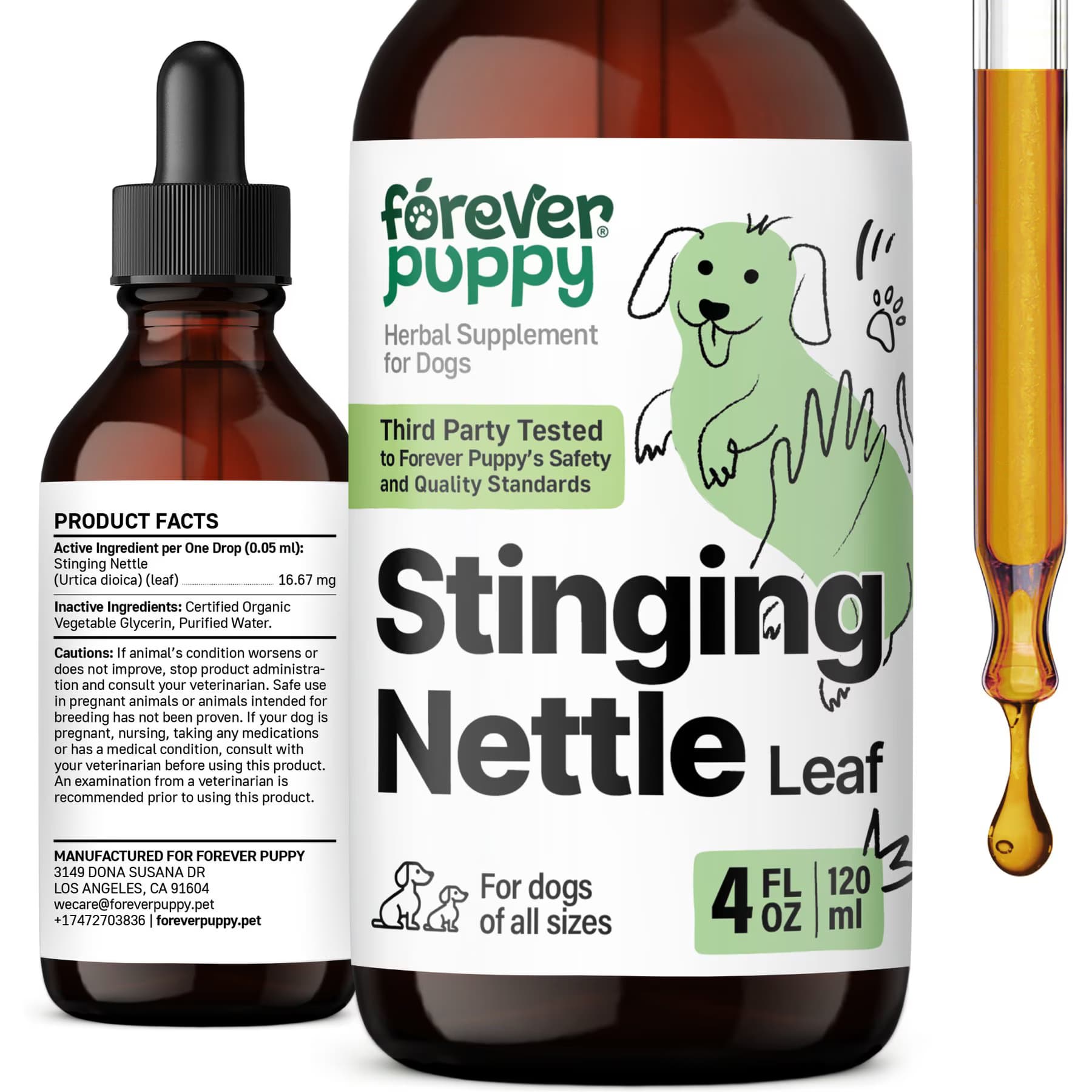 Forever Puppy Forever Puppy Stinging Nettle Leaf Drops Liquid Skin & Coat Supplement for Dogs, 4-fl oz bottle