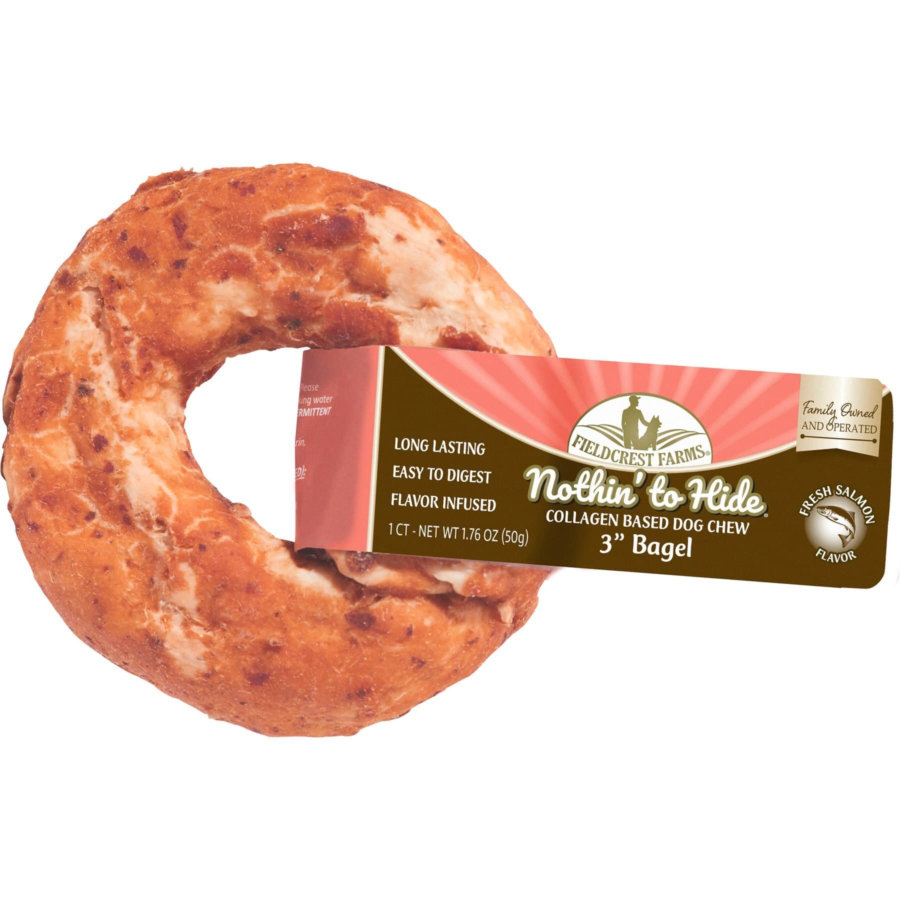 Fieldcrest Farms Fieldcrest Farms Nothin’ To Hide Bagel 3-inch Salmon Flavor Dog Chew
