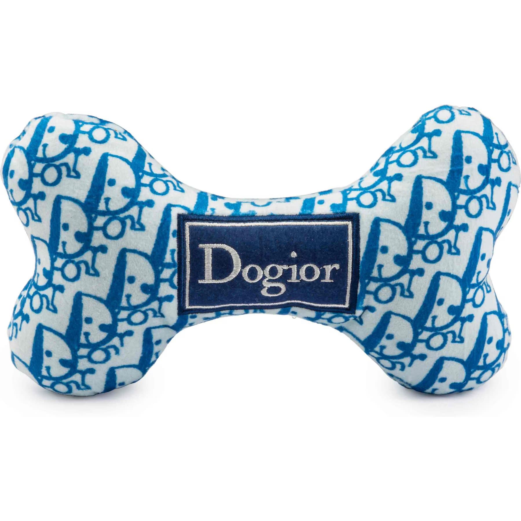 Haute Diggity Dog Haute Diggity Dog Dogior Bone Squeaky Plush Dog Toy, Blue, X-Large