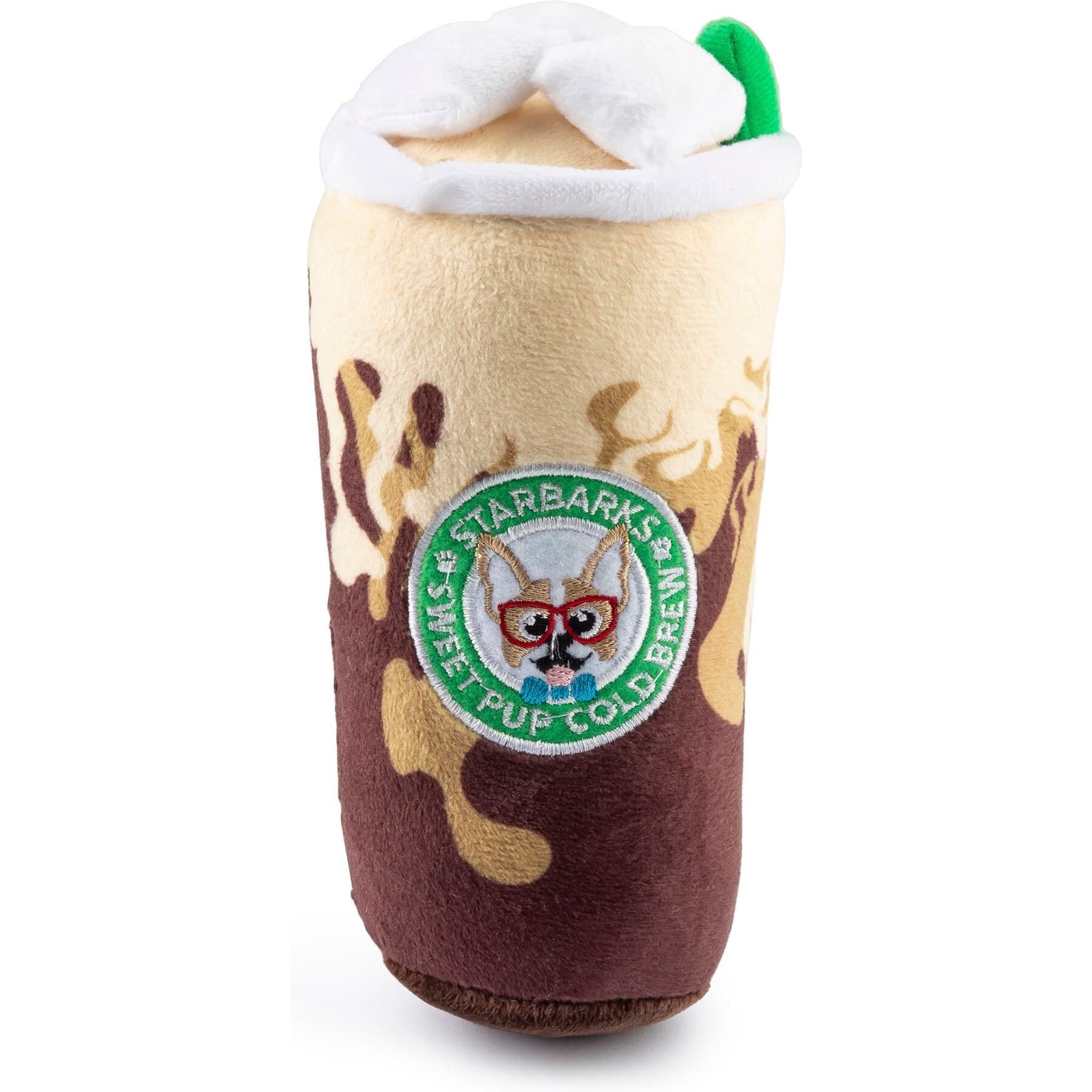 Haute Diggity Dog Haute Diggity Dog Starbarks Sweet Pup Cold Brew Squeaky Plush Dog Toy, Brown