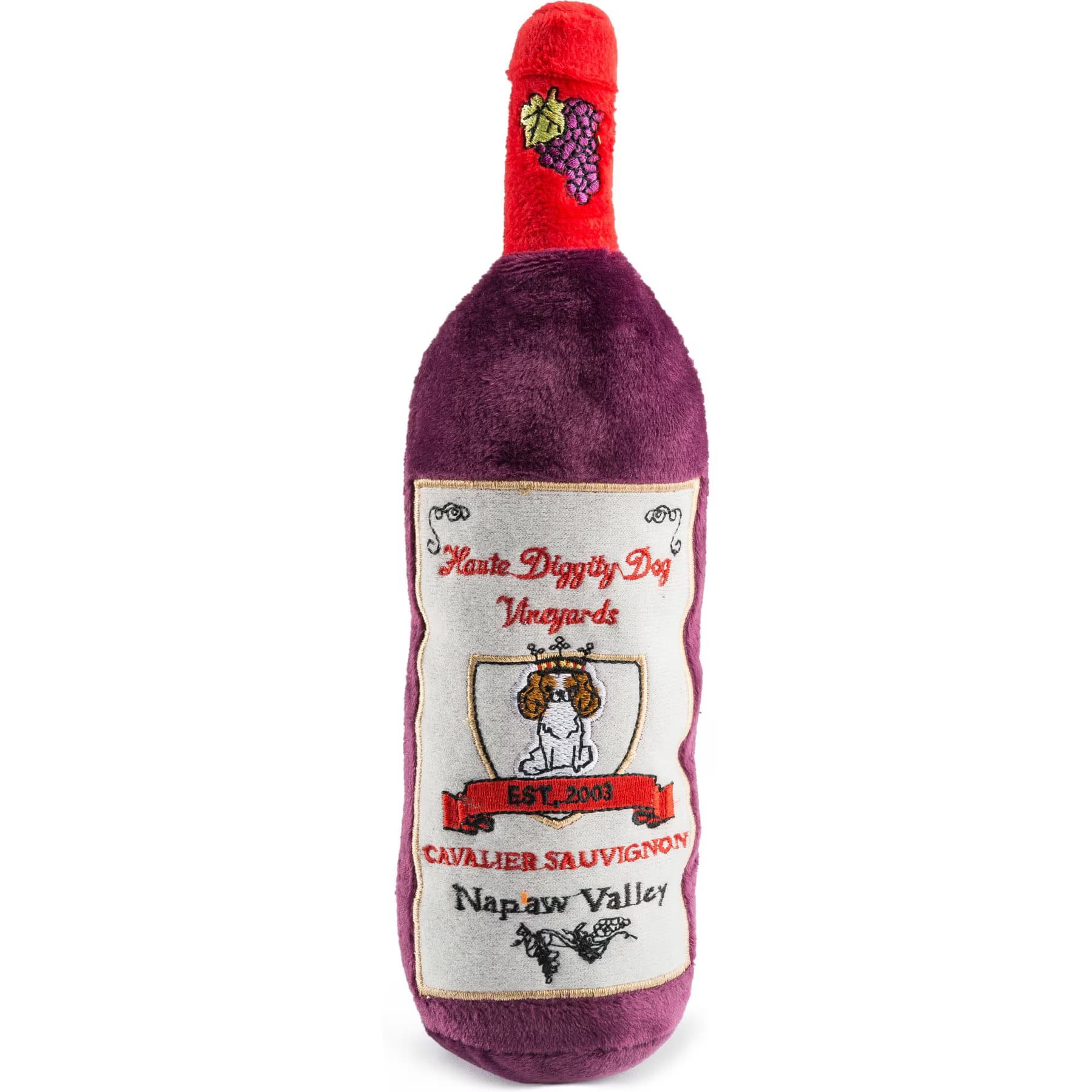 Haute Diggity Dog Haute Diggity Dog Cavalier Sauvignon Squeaky Plush Dog Toy, Purple