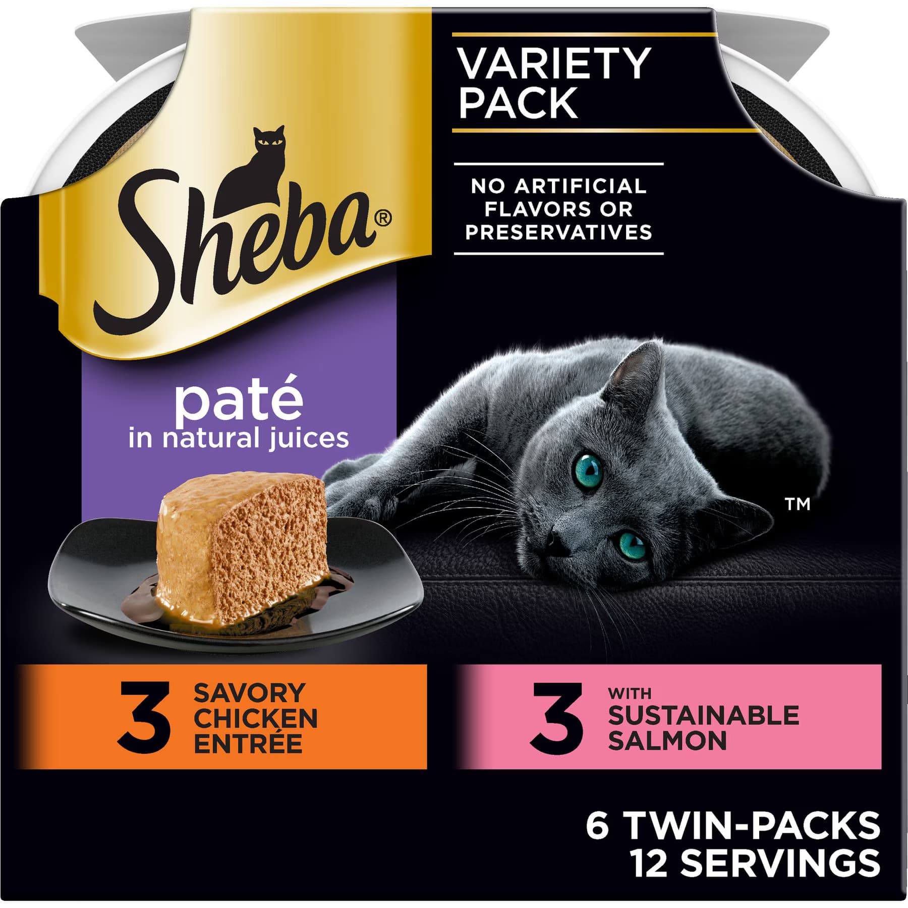 Sheba Sheba Perfect Portions Chicken & Salmon Pate Entree Variety Pack Adult Variety Pack: Chicken & Salmon Wet Cat Food Trays