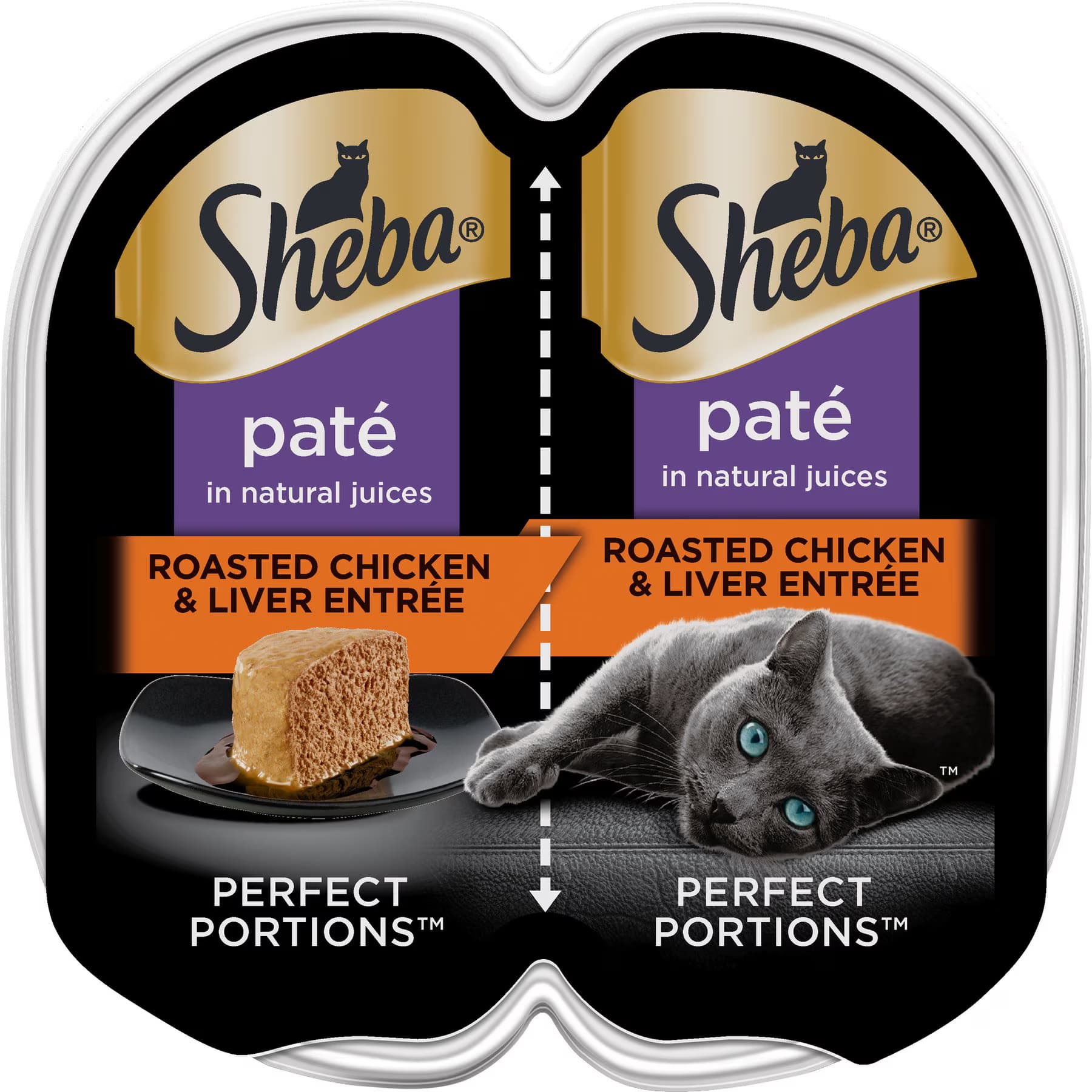 Sheba Sheba Perfect Portions Grain-Free Roasted Chicken & Liver Pate Entree Adult Wet Cat Food Trays, 2.6-oz