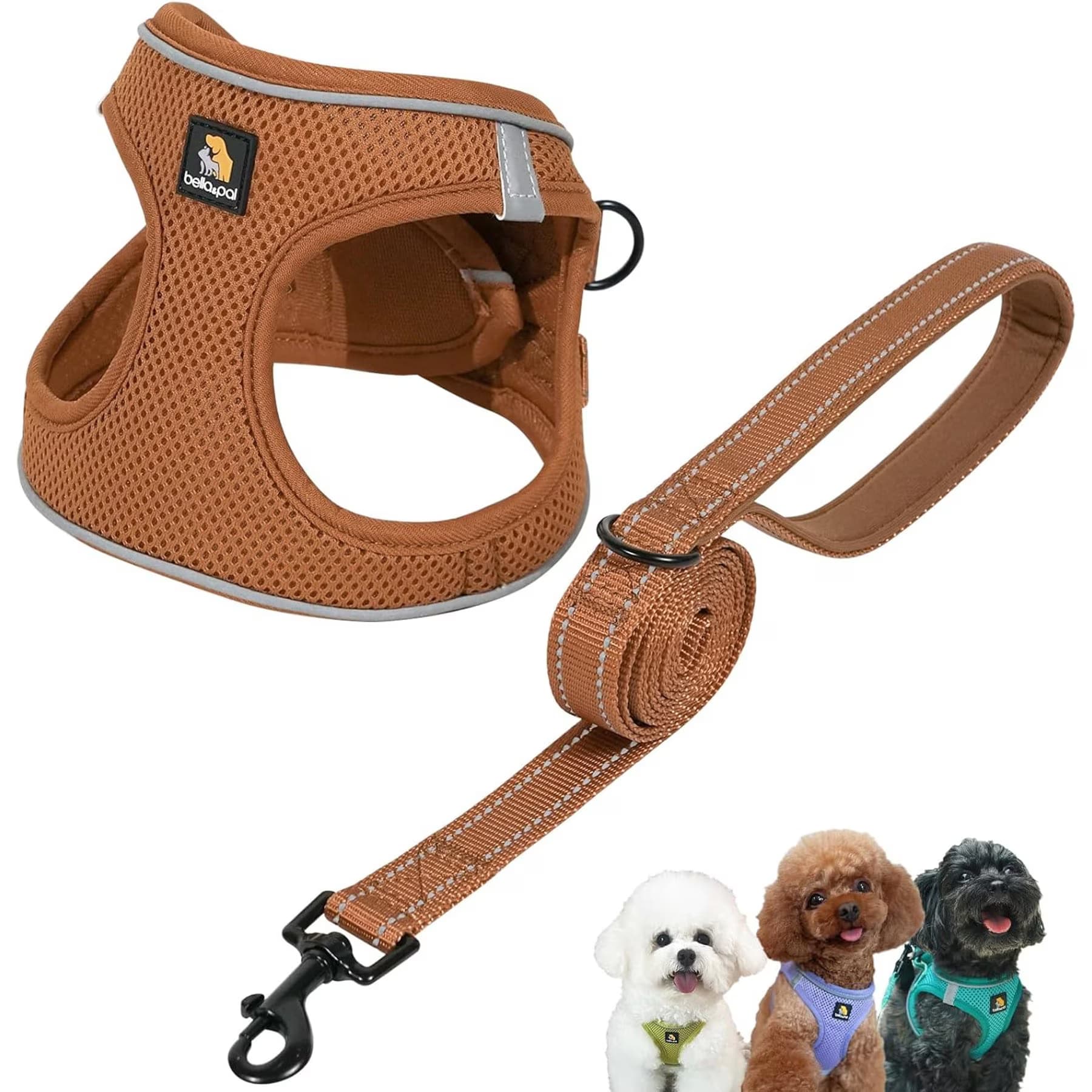 Bella & Pal Bella & Pal OxyMesh Velcro Step-in Harness & Leash Set, Mocha Brown, XX-Small