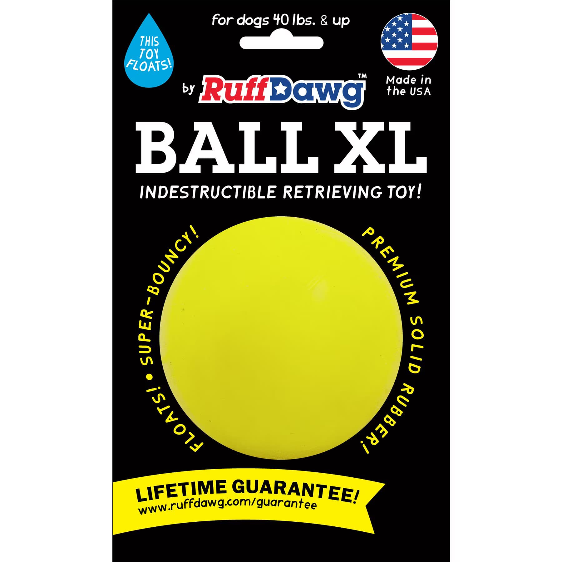 Ruff Dawg Ball Tough Dog Chew Toy, Yellow, 3.5-in — view 3