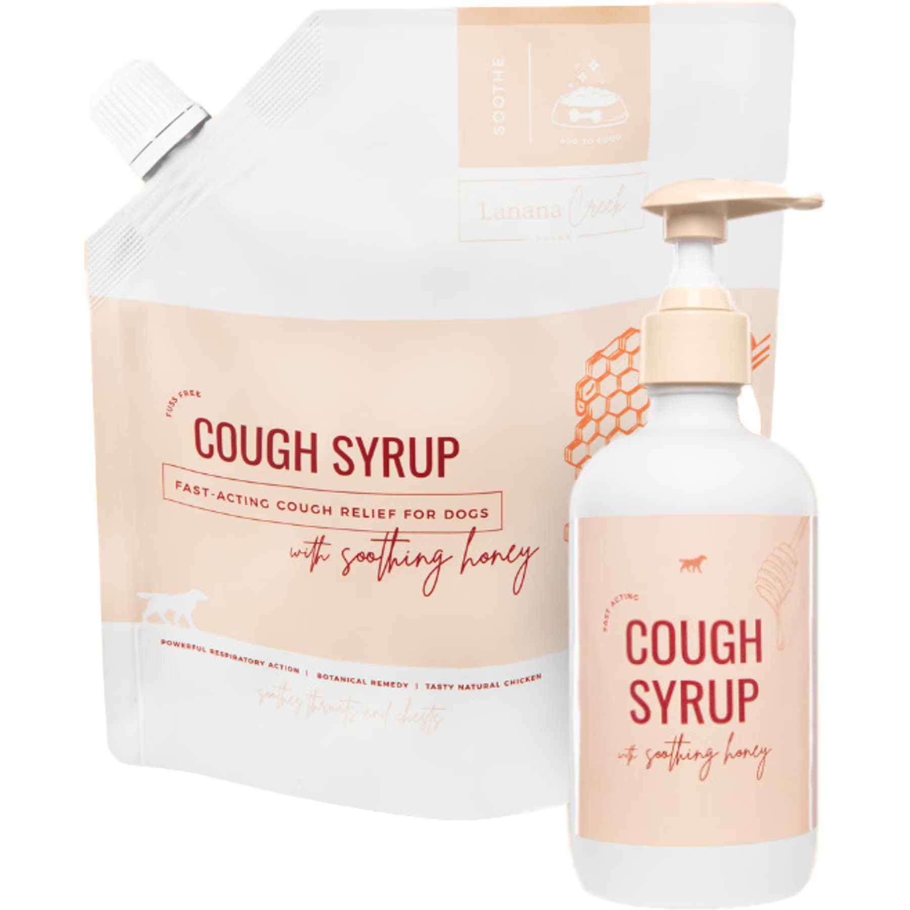 Lanana Creek Farms Lanana Creek Farms Cough Syrup & Refill Liquid Medication for Dogs, 7.7-fl oz & 500-mL bottle