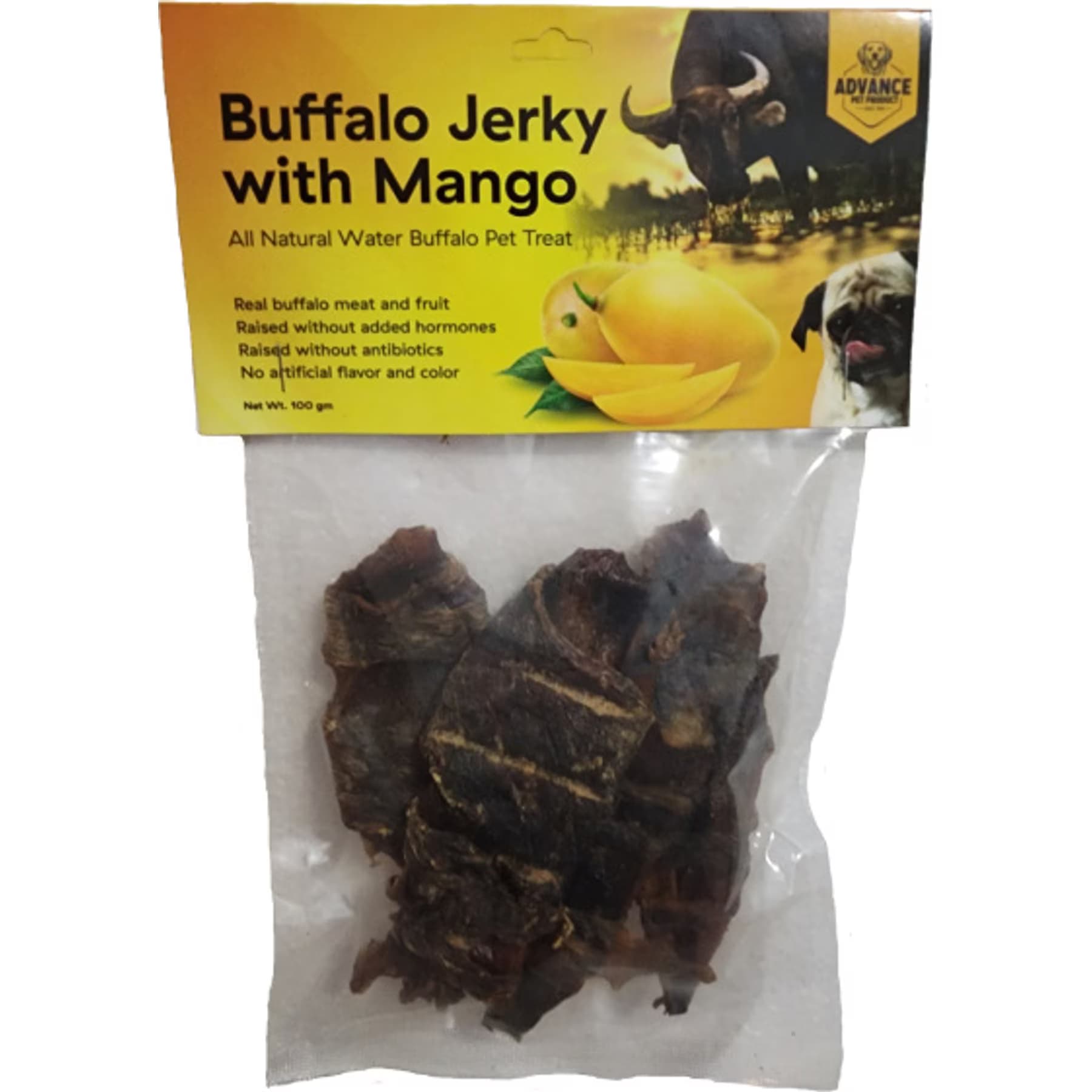 Advance Pet Product Advance Pet Product Water Buffalo Jerky with Mango Dog Treats, 100-gram