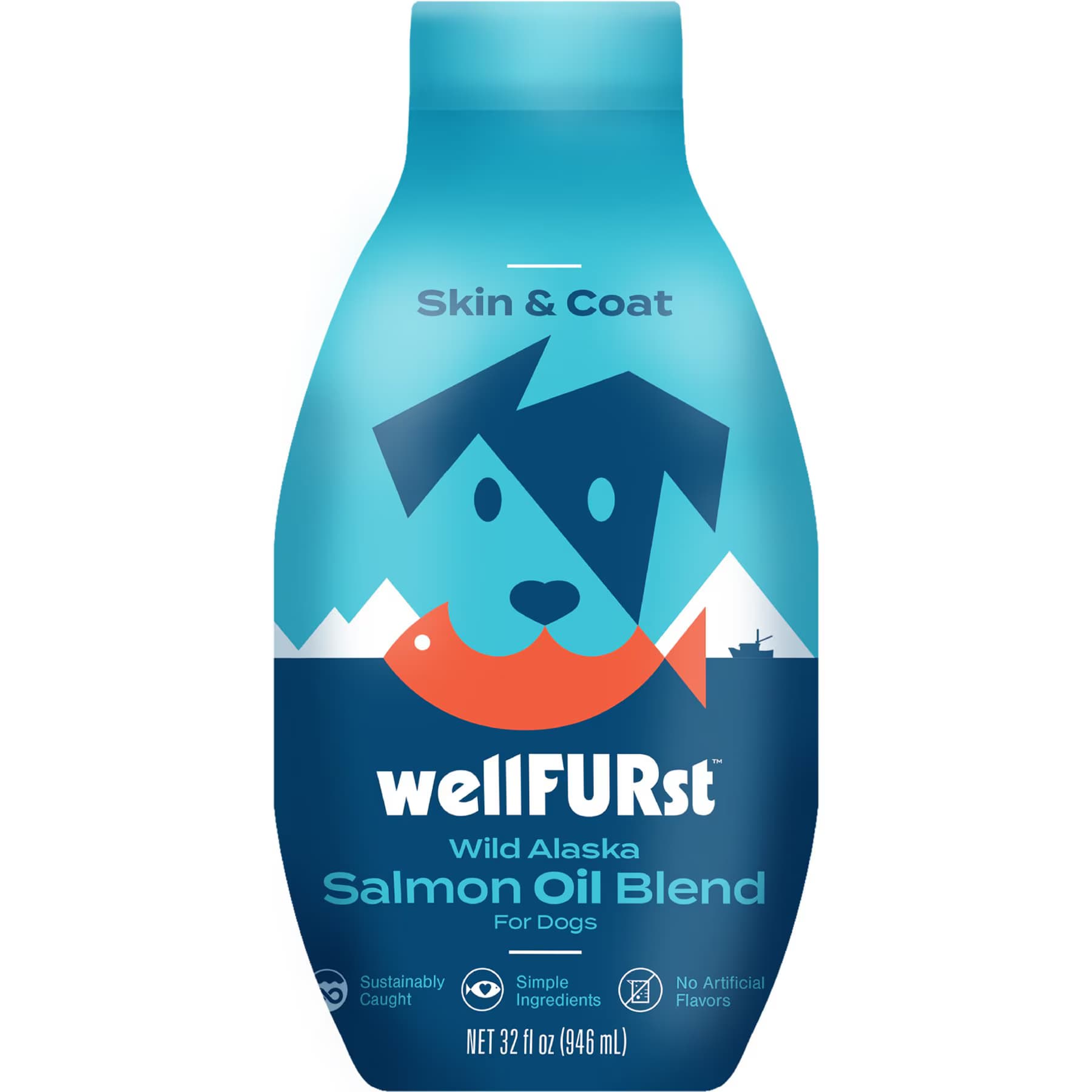 WellFURst Wild Alaska Omega-3 Salmon Oil Skin & Coat Health Supplement for Dogs, 18-fl oz bottle — view 2