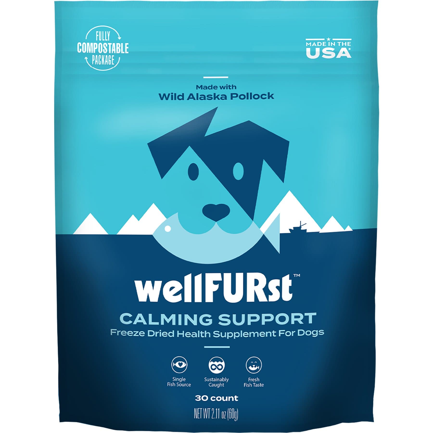 WellFURst WellFURst Freeze-Dried Calming Support Supplement Made with Wild Alaska Pollock for Dogs