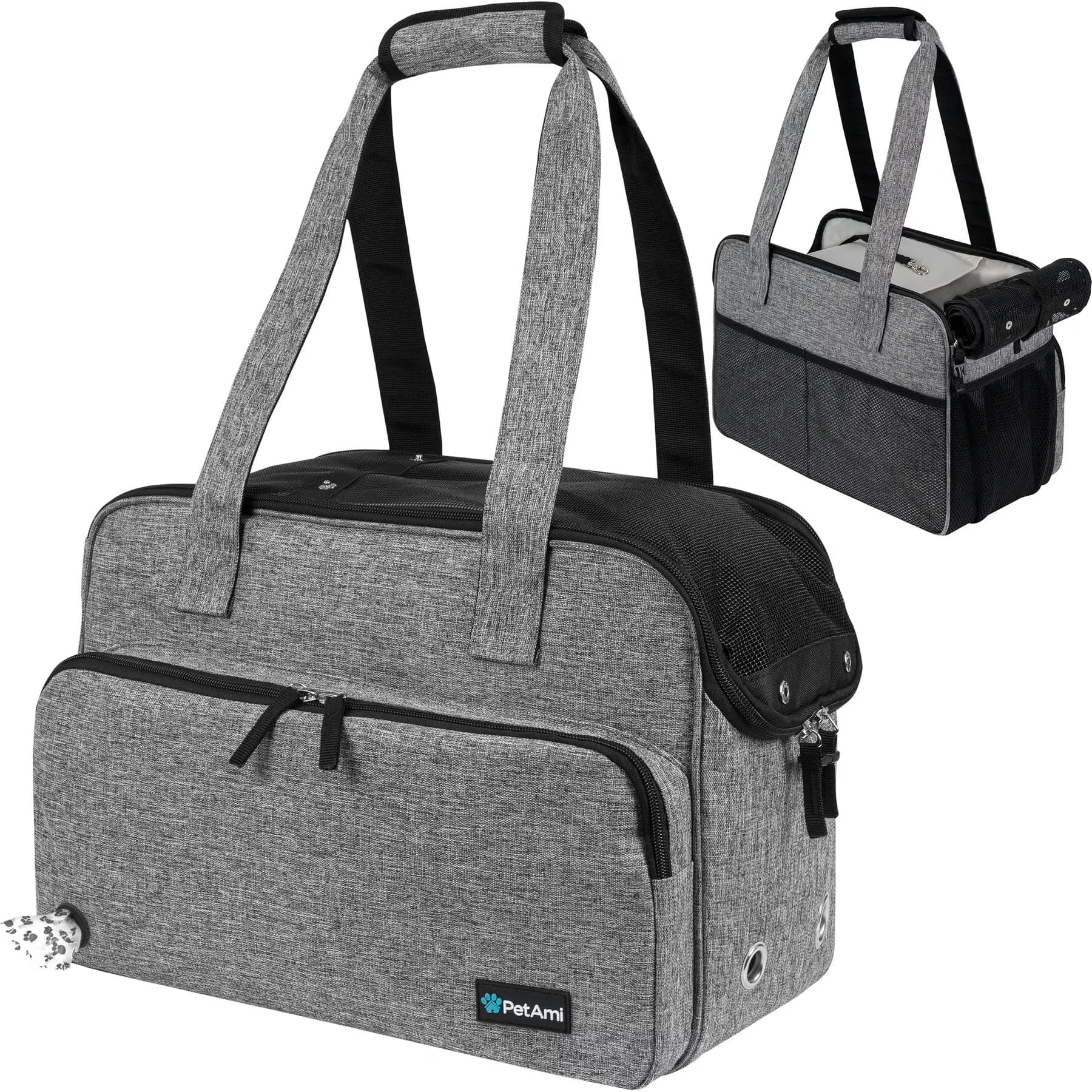 PetAmi PetAmi Portable Soft-Sided Handbag Tote Airline Approved Purse Dog & Cat Carrier, Heather Gray