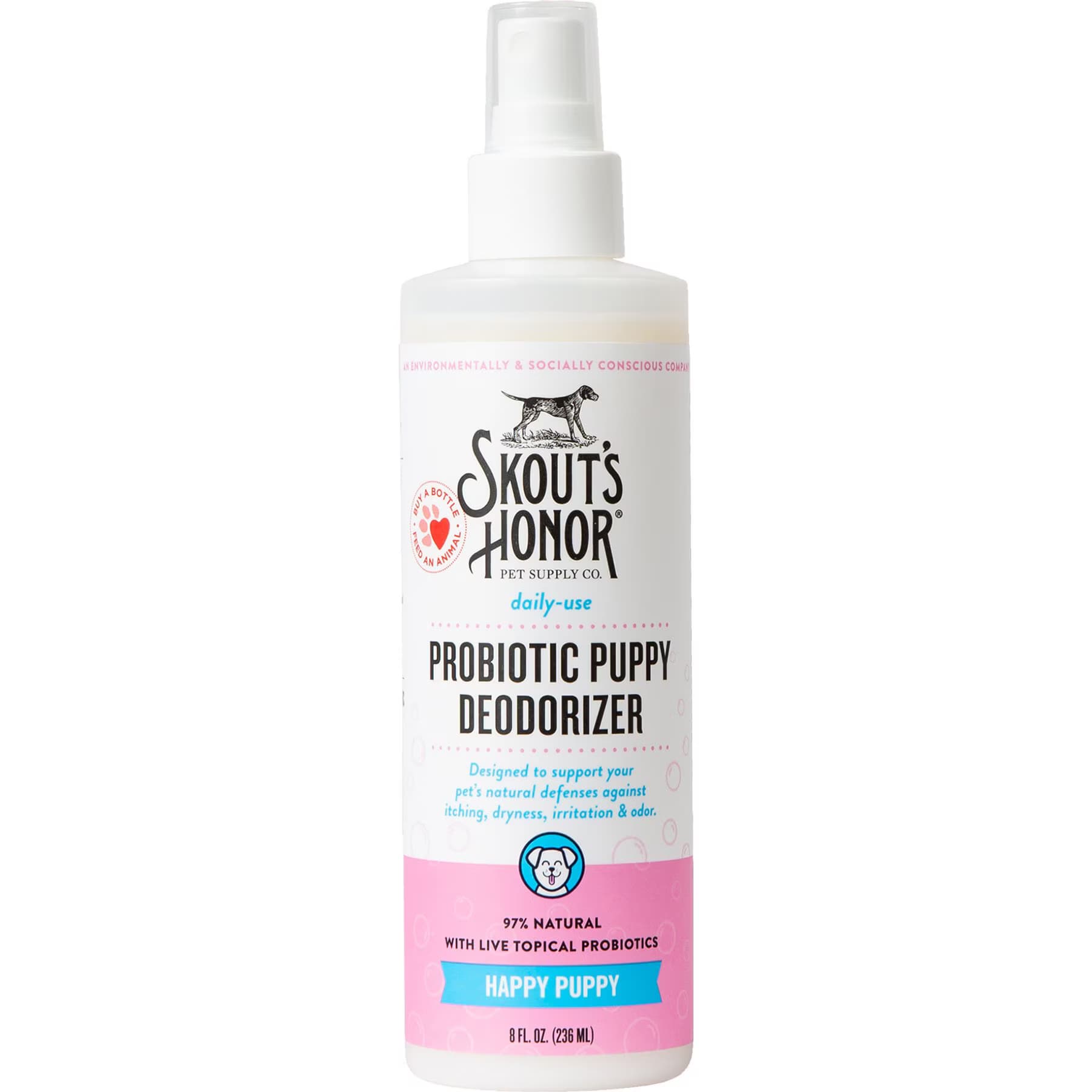 Skout's Honor Skout’s Honor Happy Puppy Probiotic Daily Use Cat & Dog Deodorizing Spray, 8-fl oz bottle