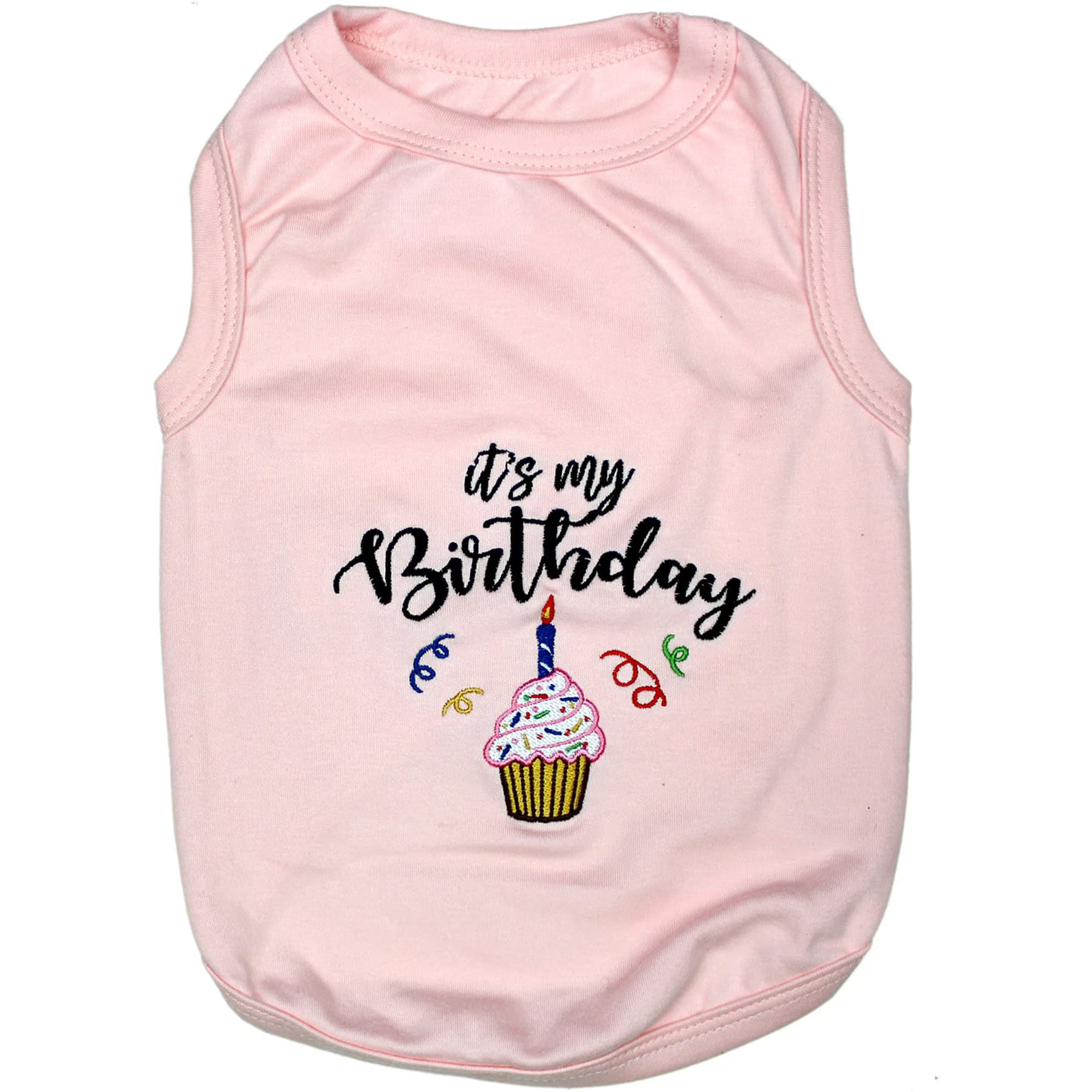 Parisian Pet Parisian Pet Birthday Girl Embroidered Celebration Cotton Dog T-Shirt, Pink, XXXXX-Large