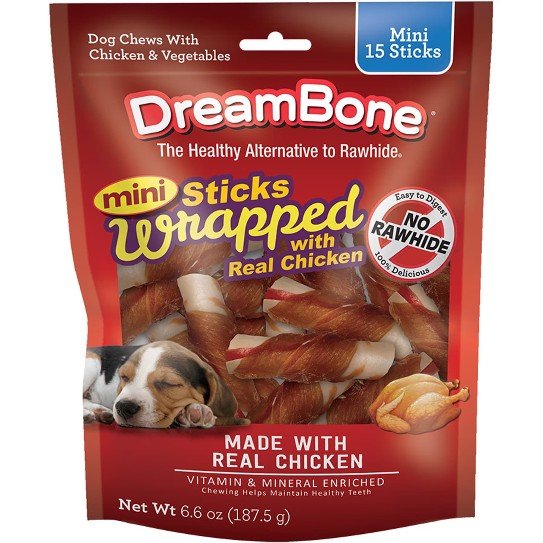 DreamBone DreamBone Mini Sticks Wrapped with Real Chicken Rawhide Free Dog Chews