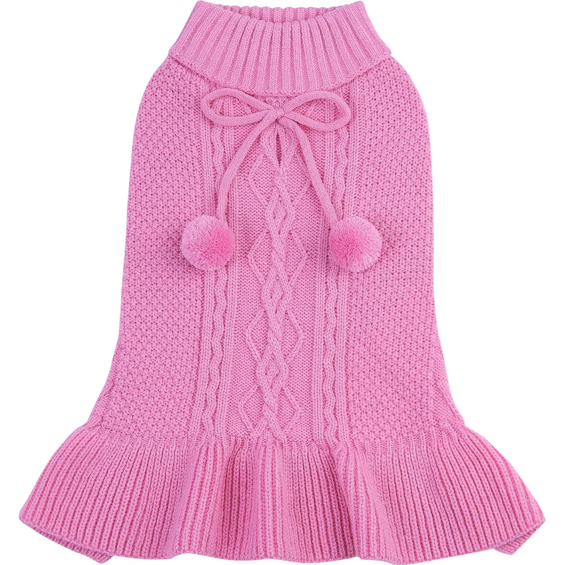 CuteBone CuteBone Solid Dog Sweater Dress, Pink, X-Large