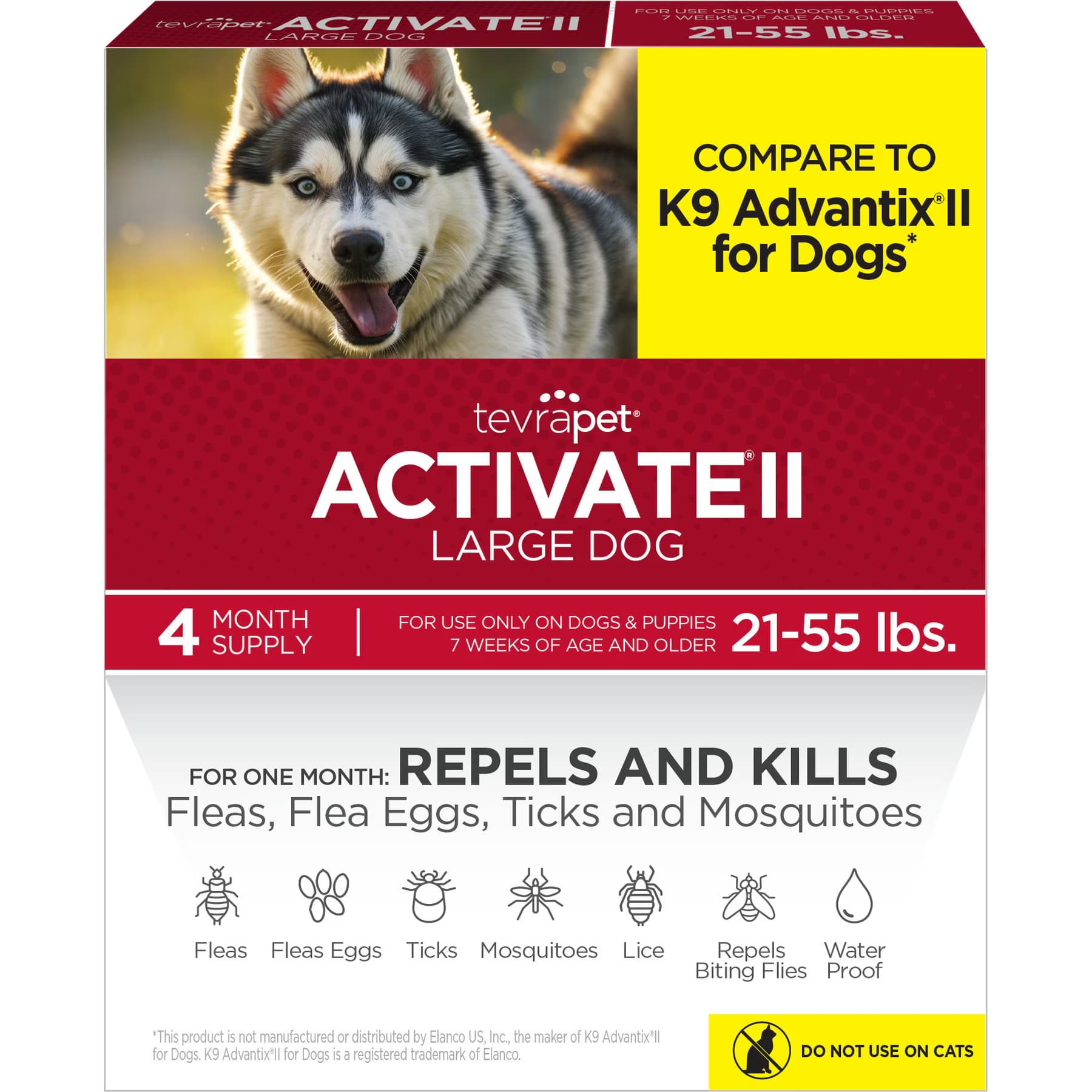 TevraPet TevraPet Activate II Flea & Tick Prevention Spot Treatment for Large Dogs, 21-55 lbs, 4 Doses