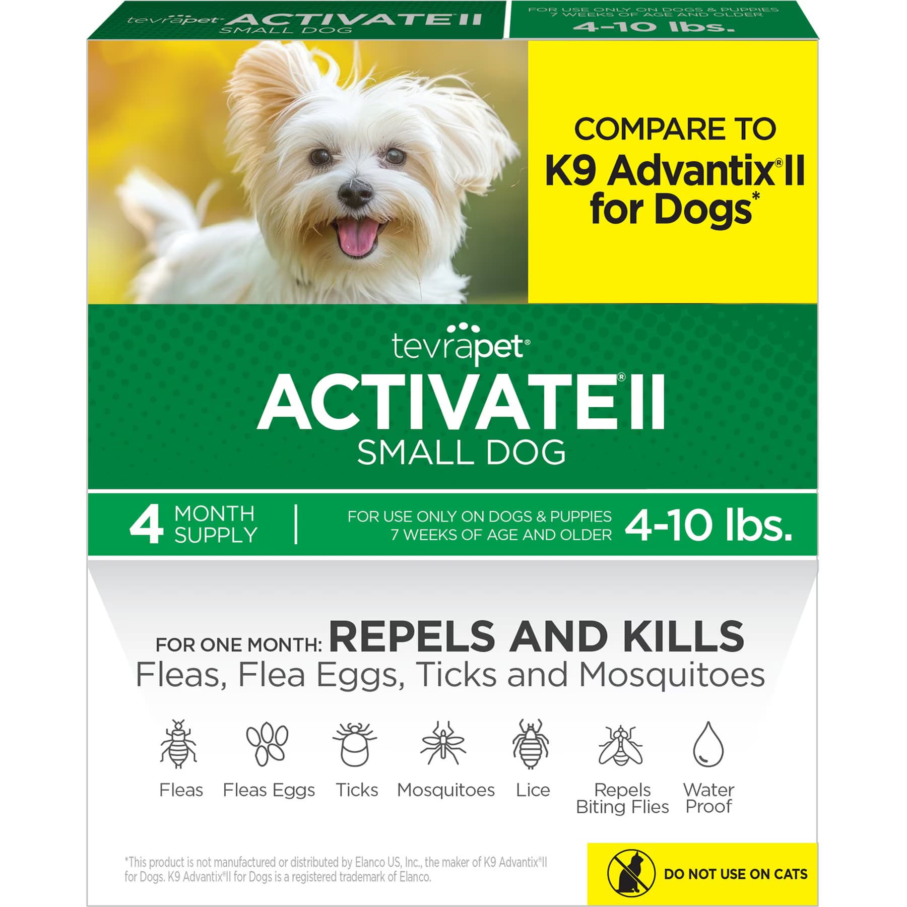 TevraPet TevraPet Activate II Flea & Tick Prevention Spot Treatment for Small Dogs, 4-10 lbs, 4 Doses