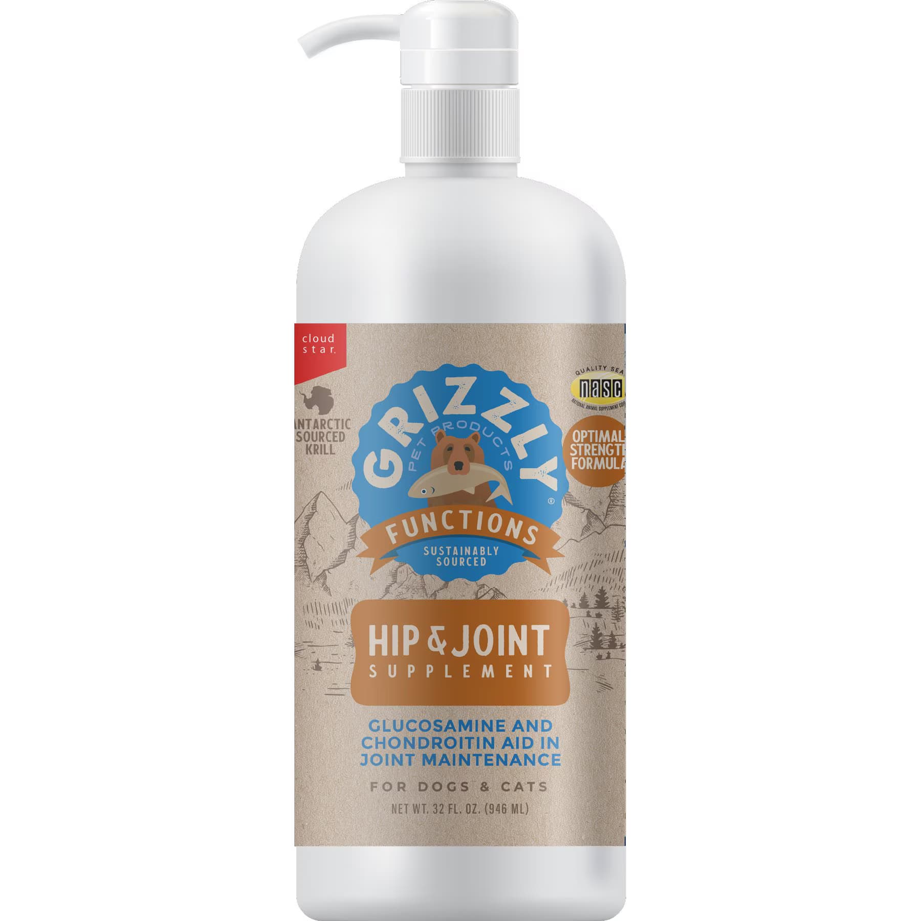 Grizzly Joint Aid Liquid Hip & Joint Health Supplement for Dog & Cat, 16-fl oz bottle — view 2