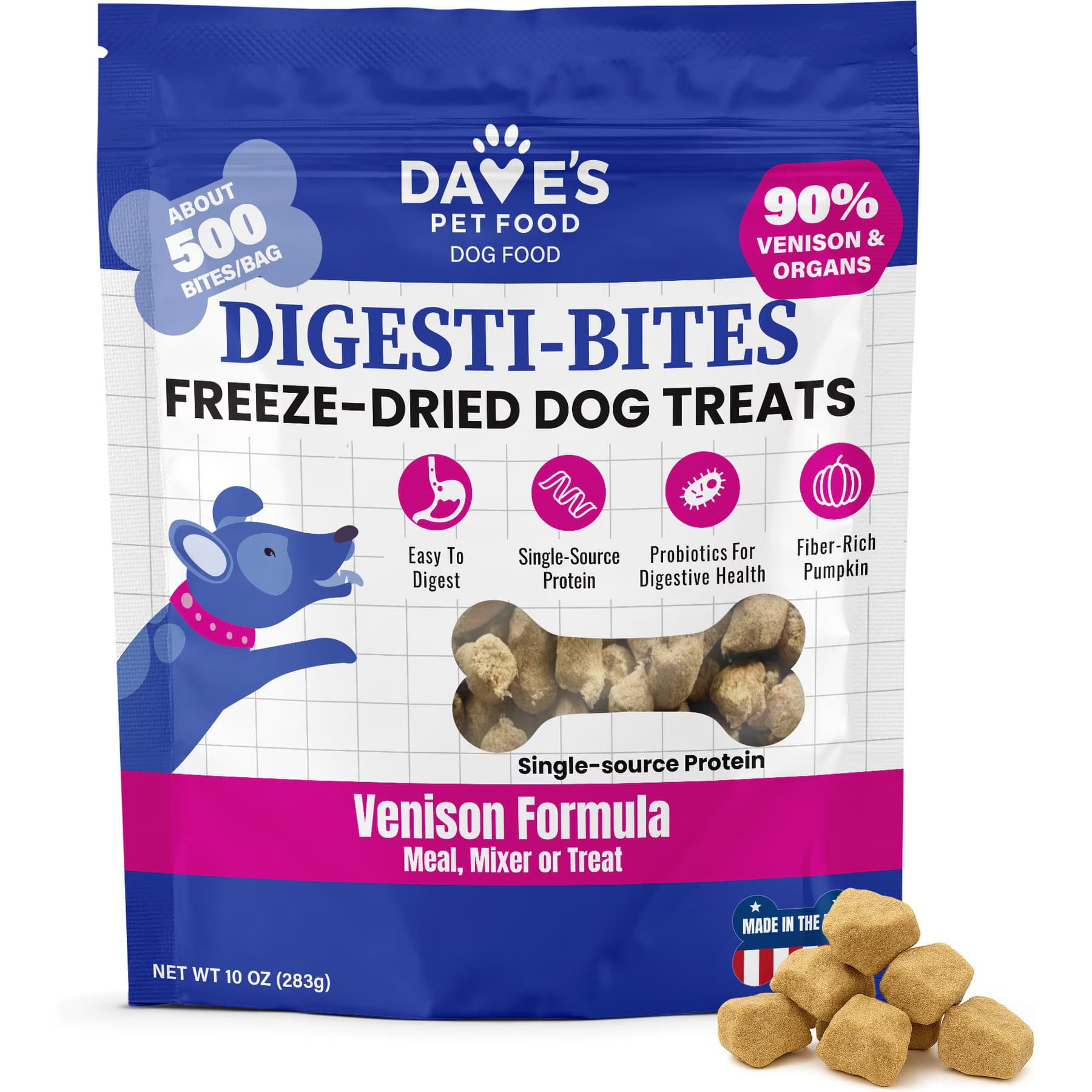 Dave's Pet Food Digesti-Bites Venison & Organ Meat High Protein Adult Freeze-Dried Dog Treats — view 2
