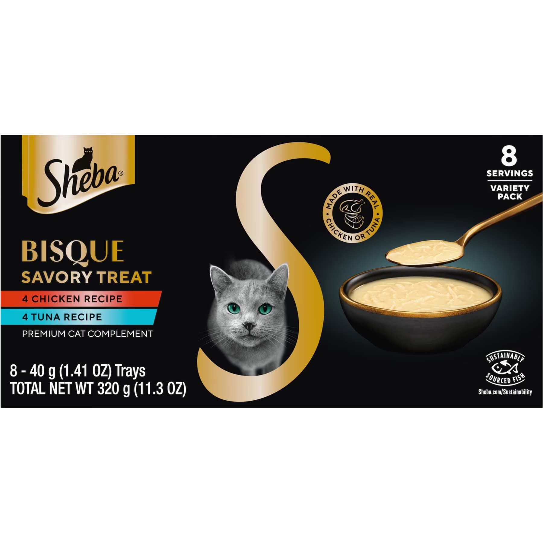 Sheba Sheba Bisque Chicken & Tuna Recipe Grain-Free Lickable Cat Treats & Food Topper — Variety Pack: Chicken & Tuna